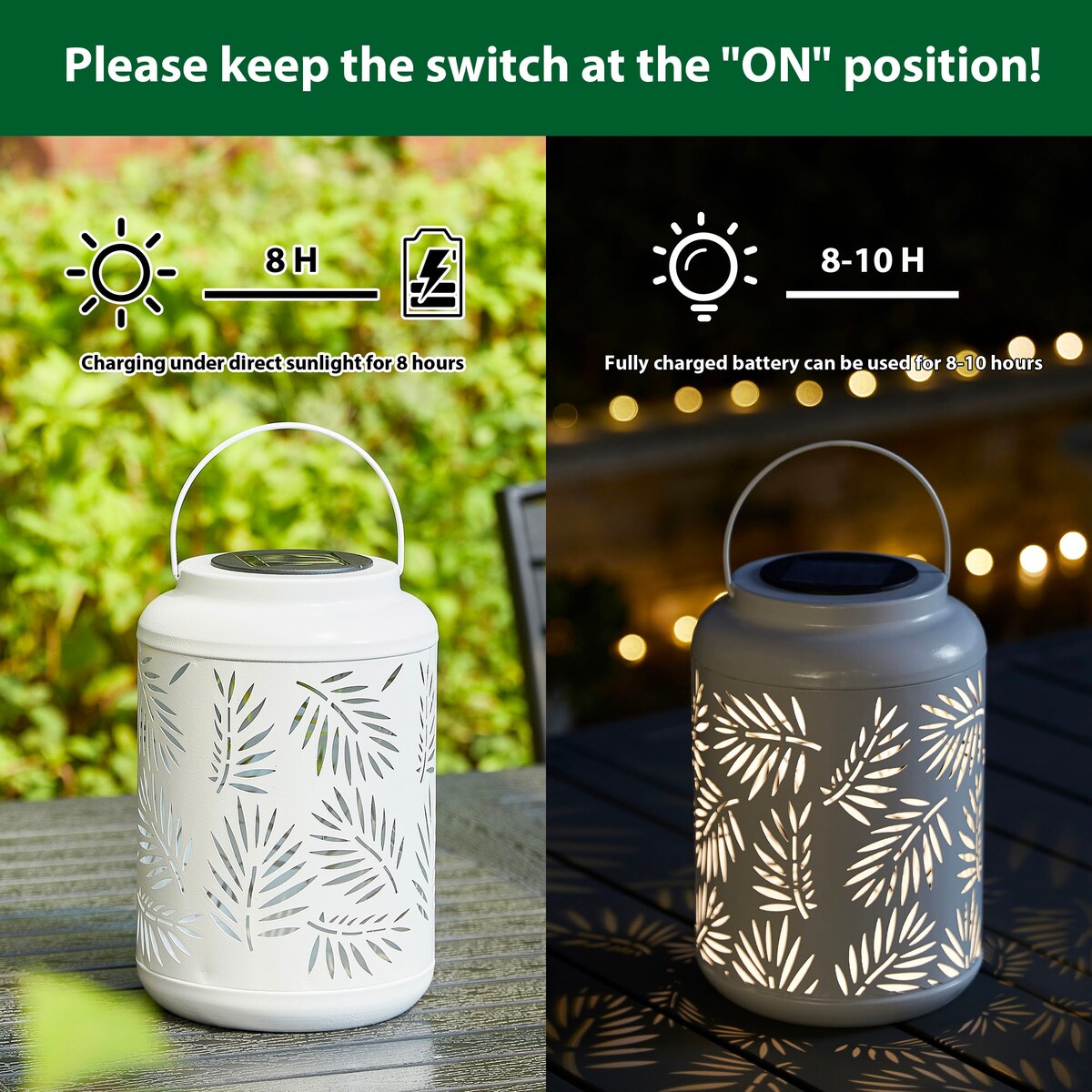 Glitzhome Modern Metal Outdoor Hanging Lantern with Solar Lights