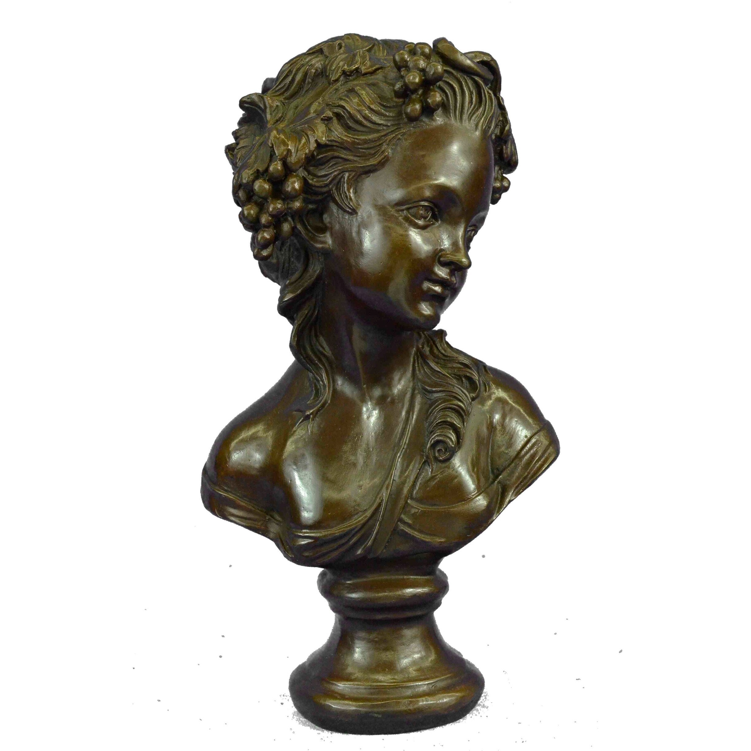 Bronze Sculpture Wonderful Bust Young Lady By Thomas Art Deco Hot Cast Figurine