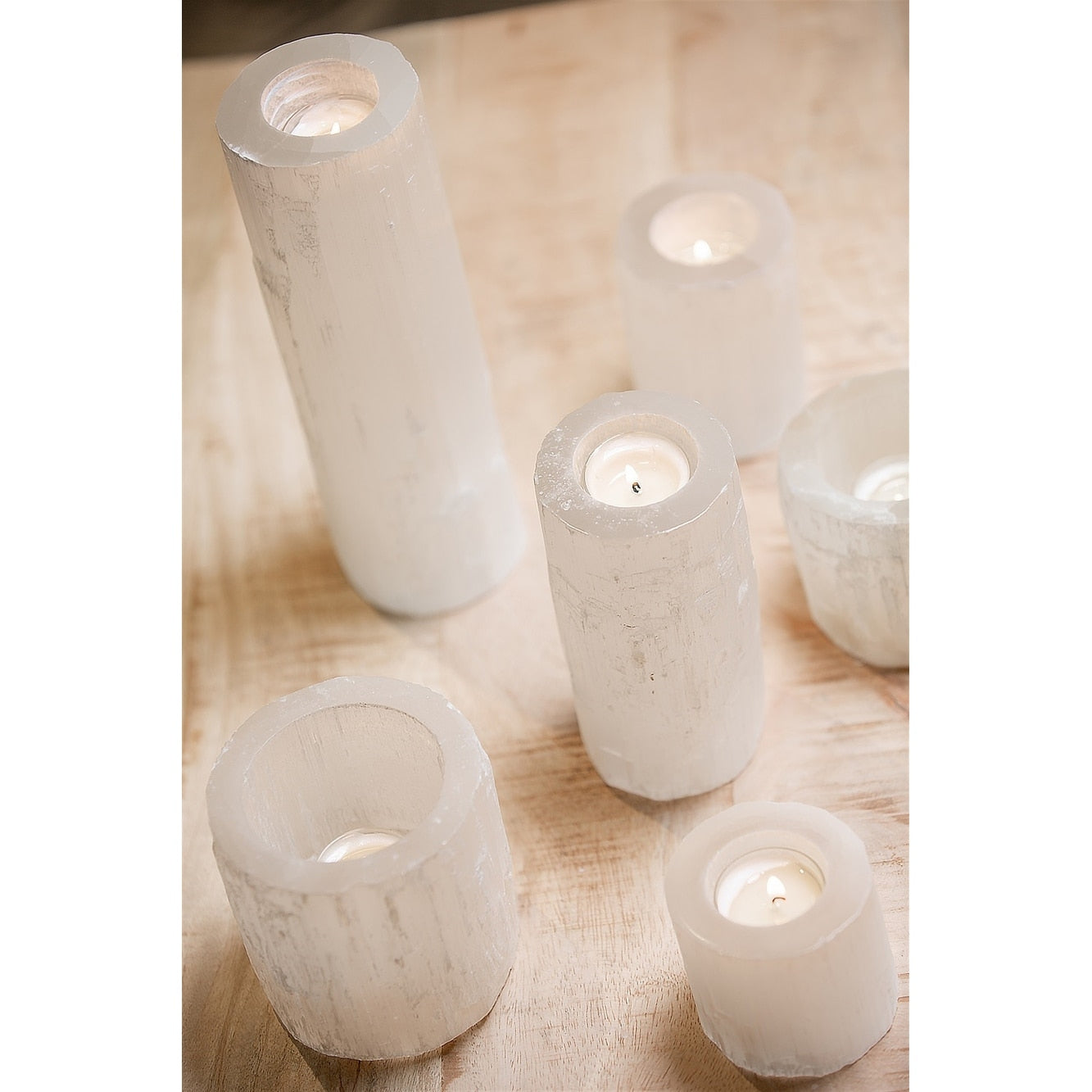 X-Lg. Selenite Votive Holder- ST