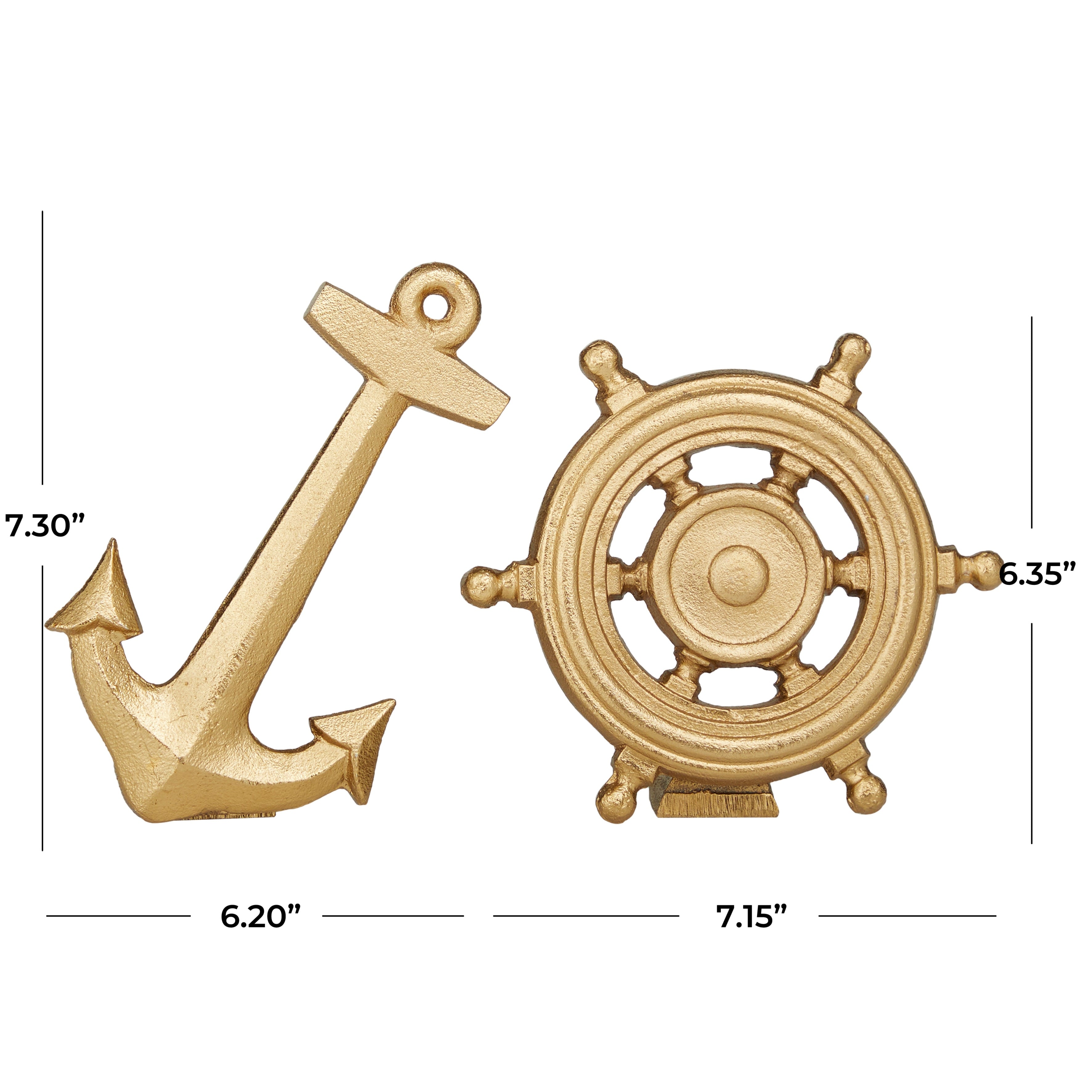 Gold Aluminum Nautical Ship Sculpture (Set of 2) - S/2 6, 7H