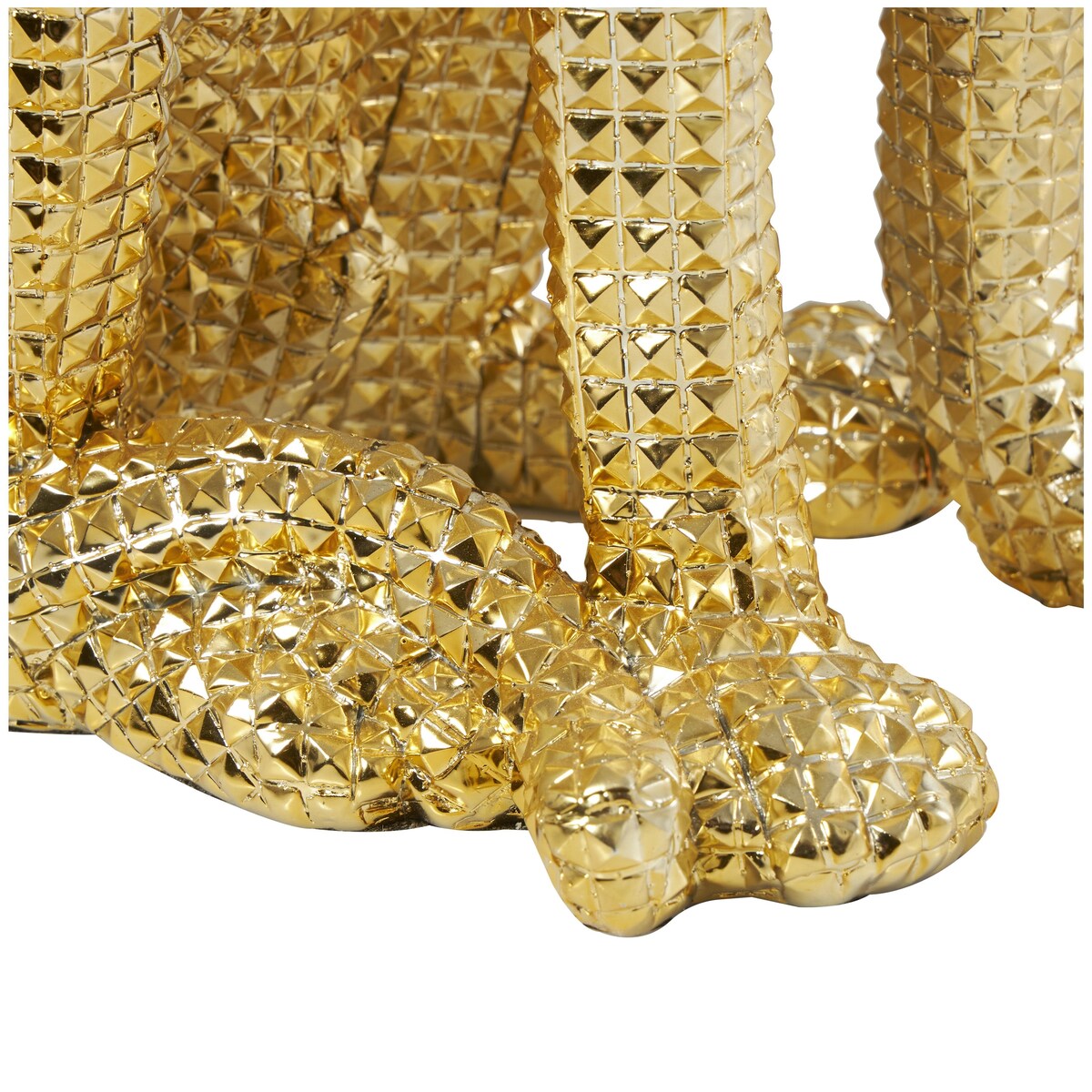 Resin Leopard Sitting Decorative Sculpture with Diamond Facet Texture - Gold - Roche River Decor