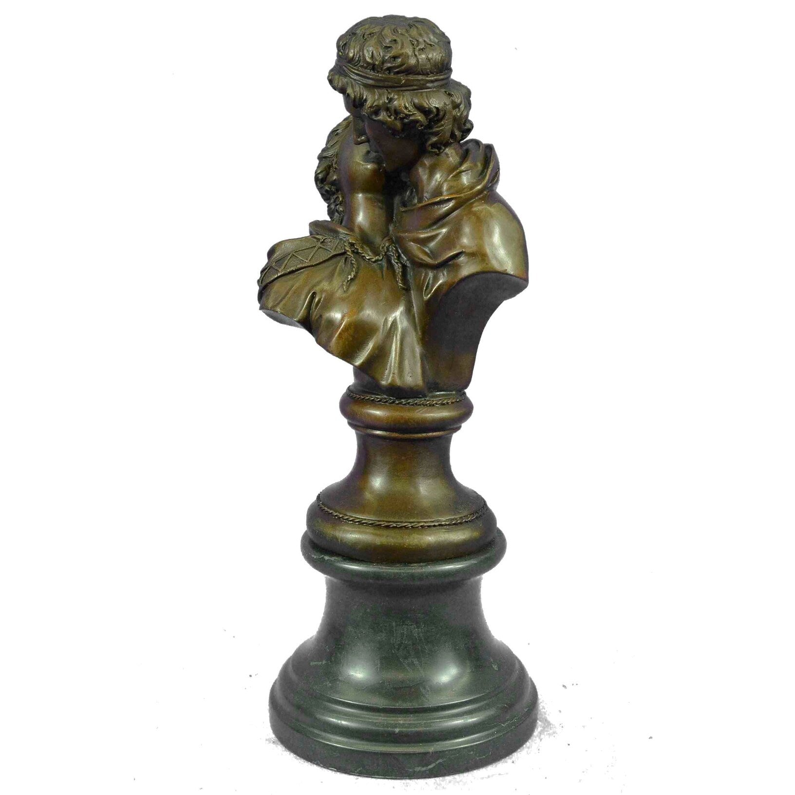 HandmadeArt Nouveau Couple Kissing Bronze Sculpture Marble Base Figurine Home