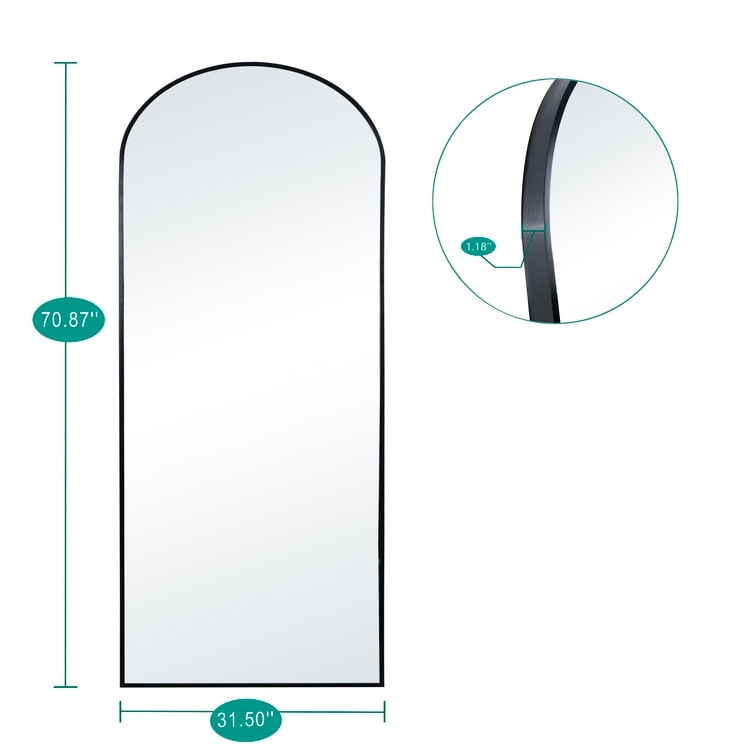 Mabel Arched Aluminum Mirror Full Length Mirror Free Standing Leaning/ Mirror Aluminum Frame for Modern Living 71x 31