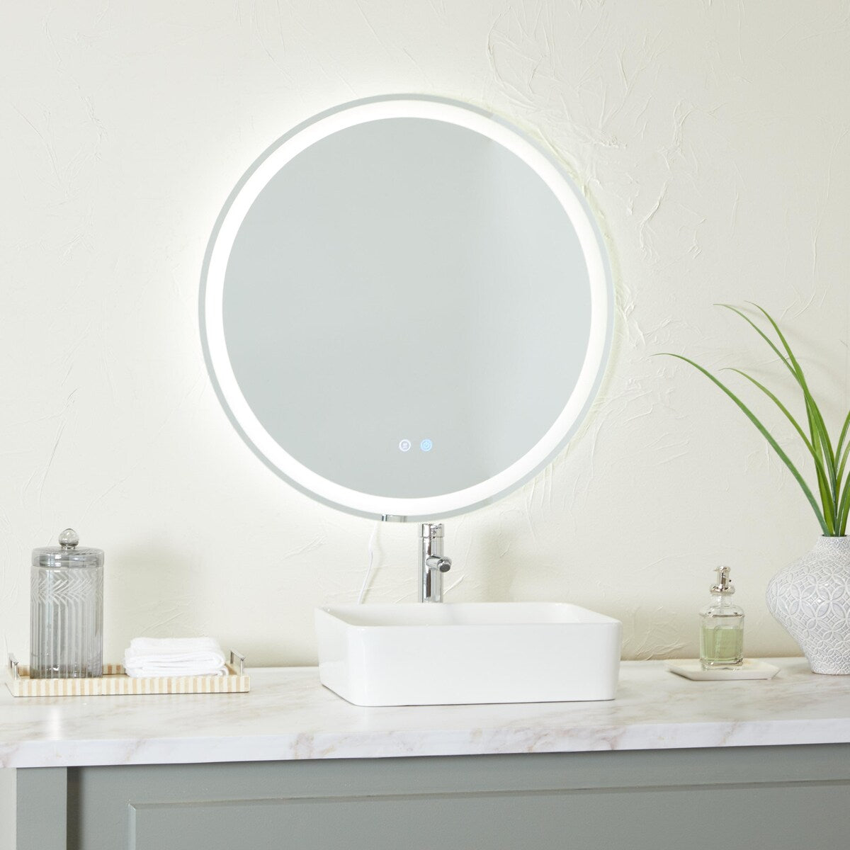 Glass Room Anti Fog Mirror with LED Light - Silver - Roche River Decor