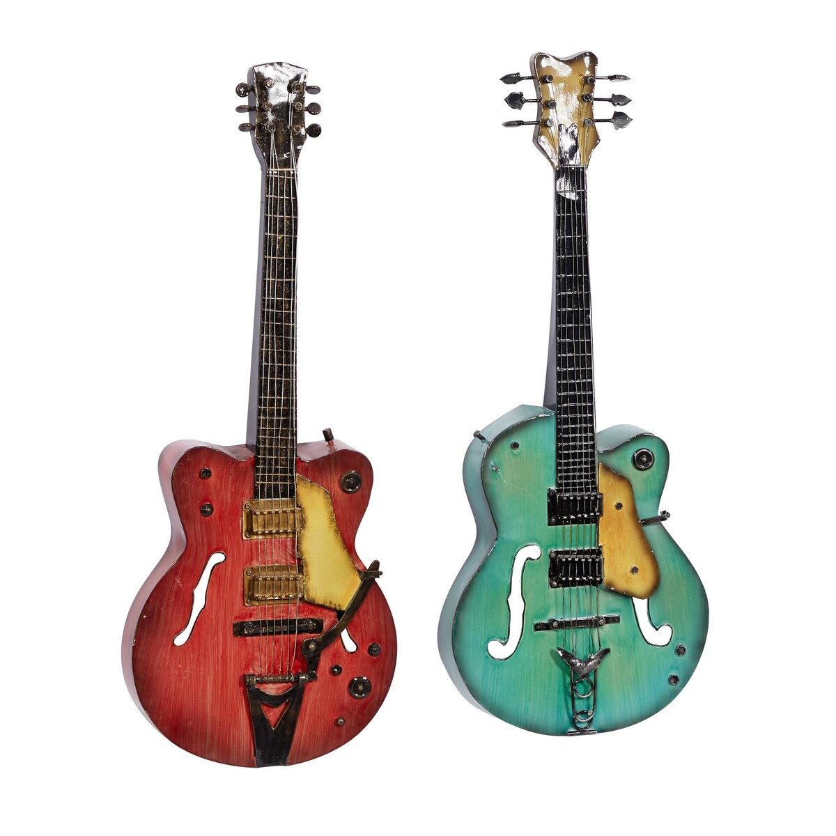 Metal Guitar Home Wall Decor - Set of 2 Multi Colored - Roche River Decor