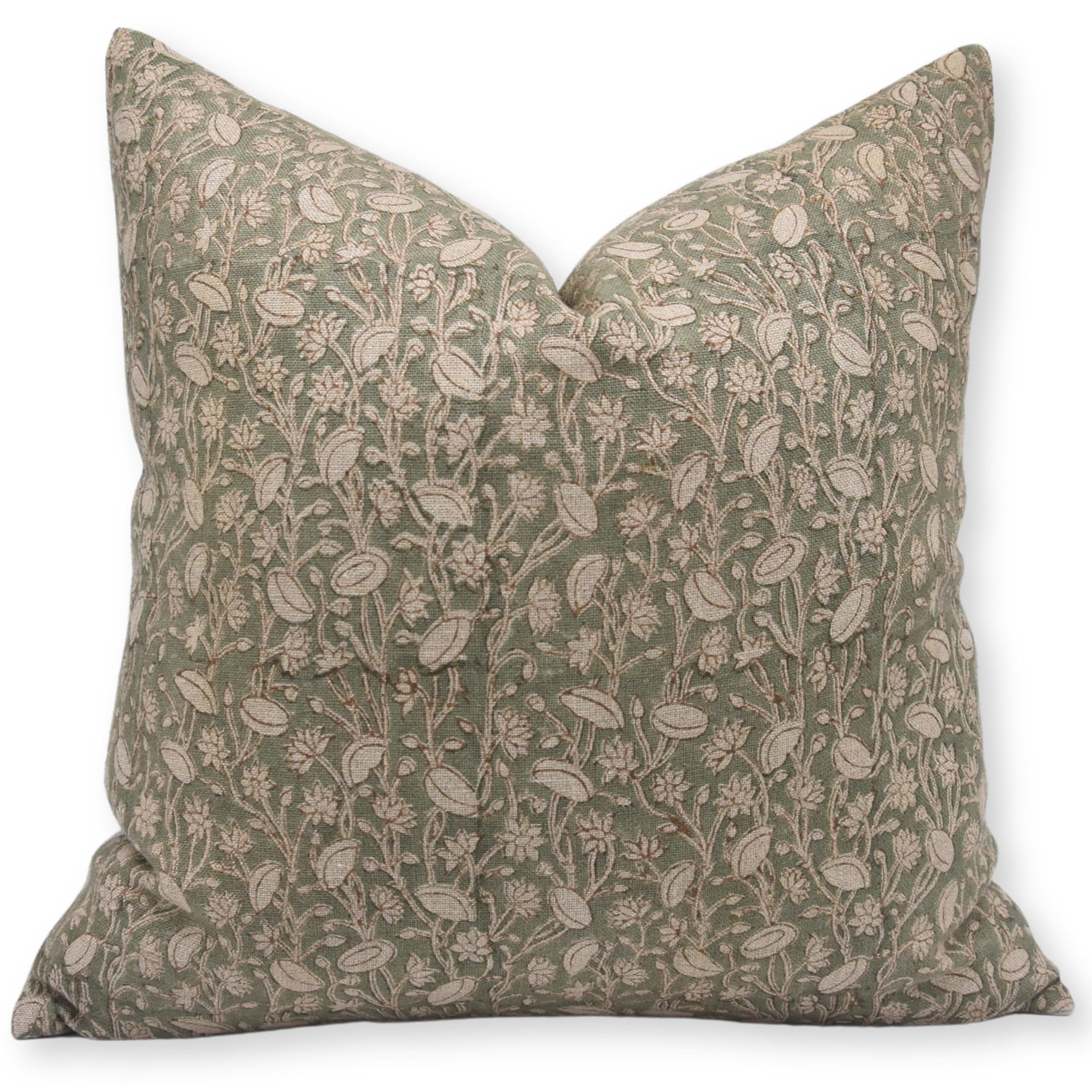 Linen Bohemian Block print pillow Cover - Pishta