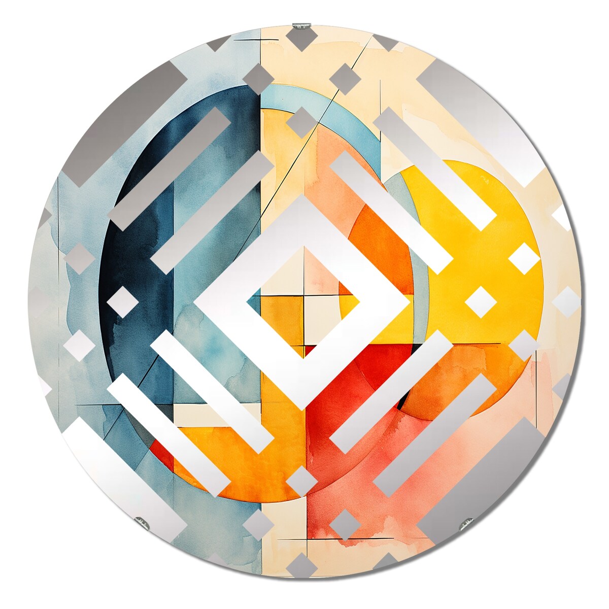 Designart Cubic soft colors tiles V - Modern Abstract Geometric Diamond Decorative Mirror