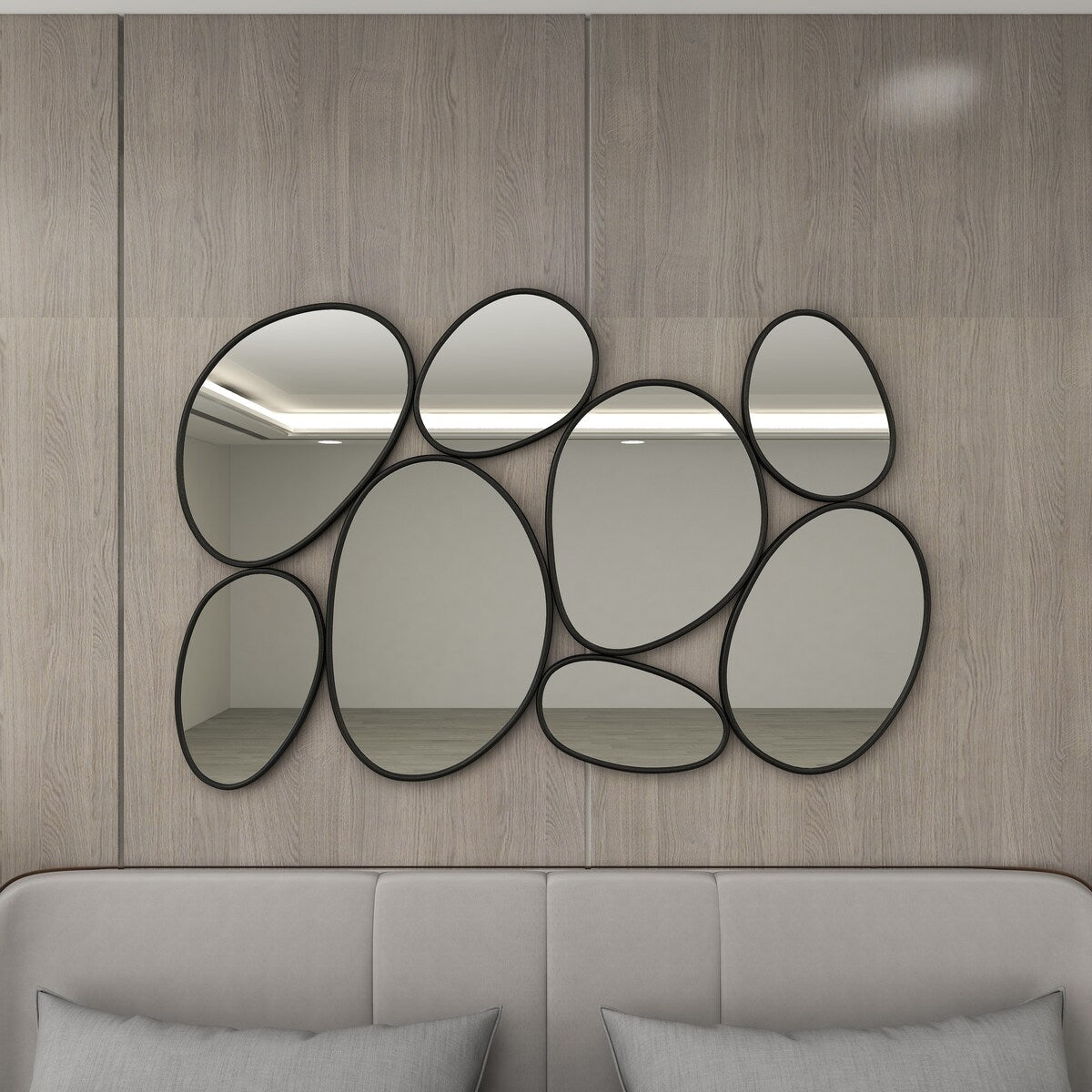 Metal Bubble Cluster Room Wall Mirror - Black - Roche River Decor