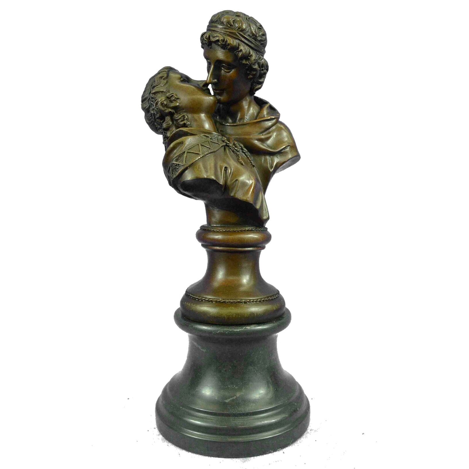 HandmadeArt Nouveau Couple Kissing Bronze Sculpture Marble Base Figurine Home