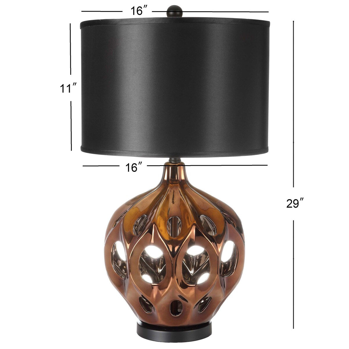 SAFAVIEH Lighting Vladilena 29-inch Copper Finish Table Lamp - 16x16x29 - 16Wx16Dx29H