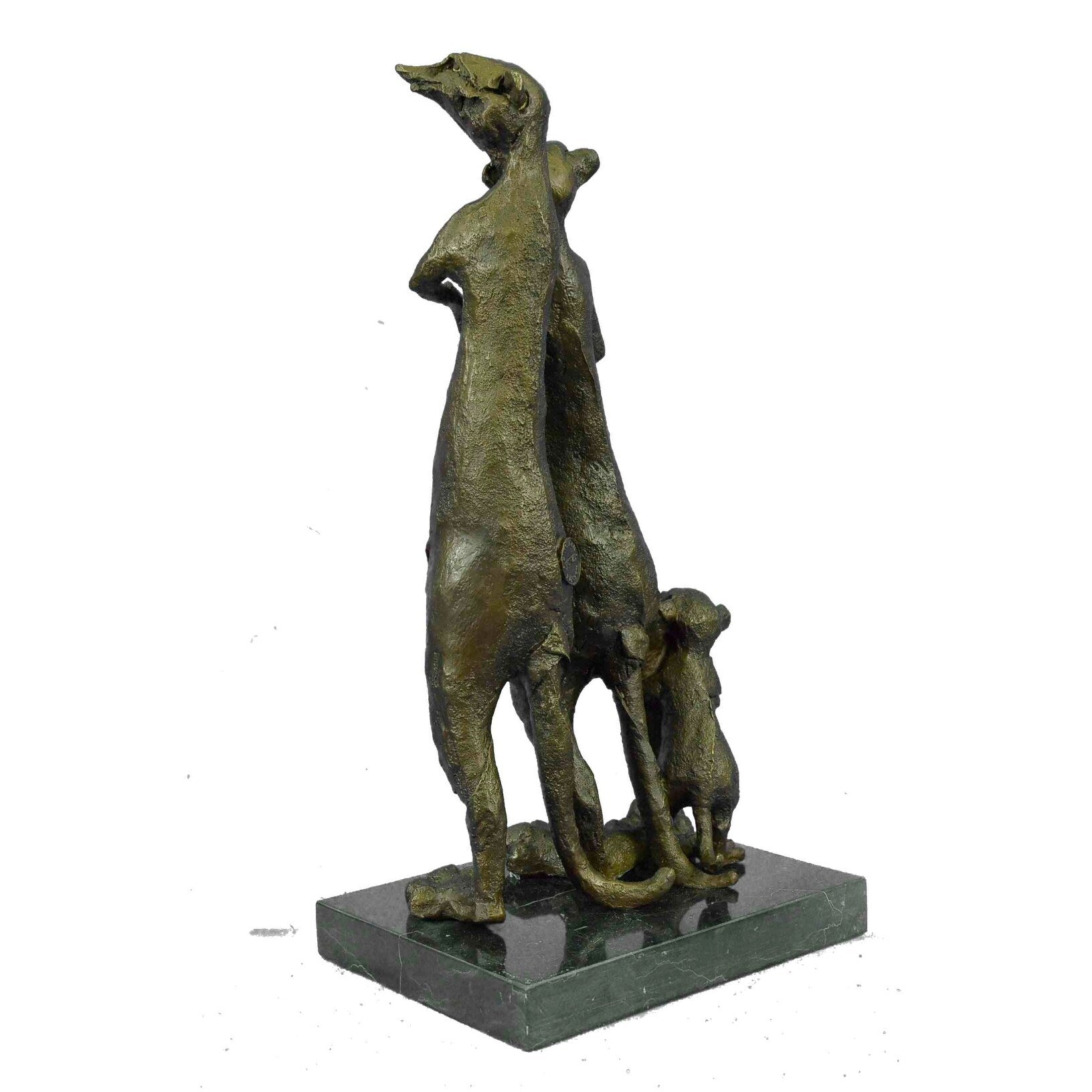 Happy Meerkat Family Bronze Sculpture Hot Cast Marble Base Figurine Figure