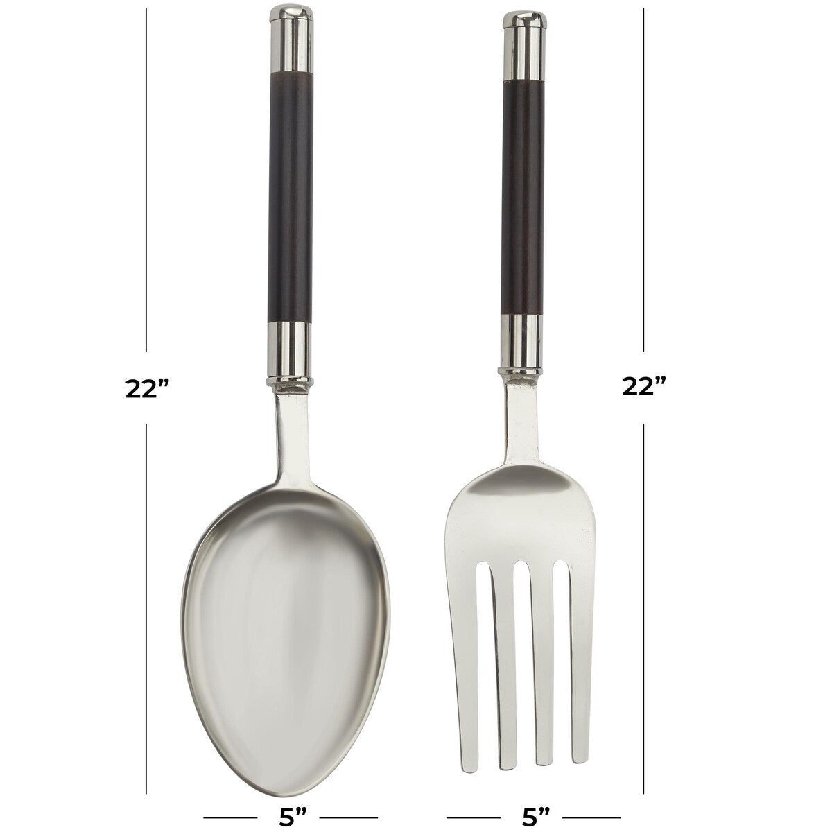 Aluminum Metal Utensils Spoon and Fork Home Wall Decor - Set of 2 Gold - Roche River Decor