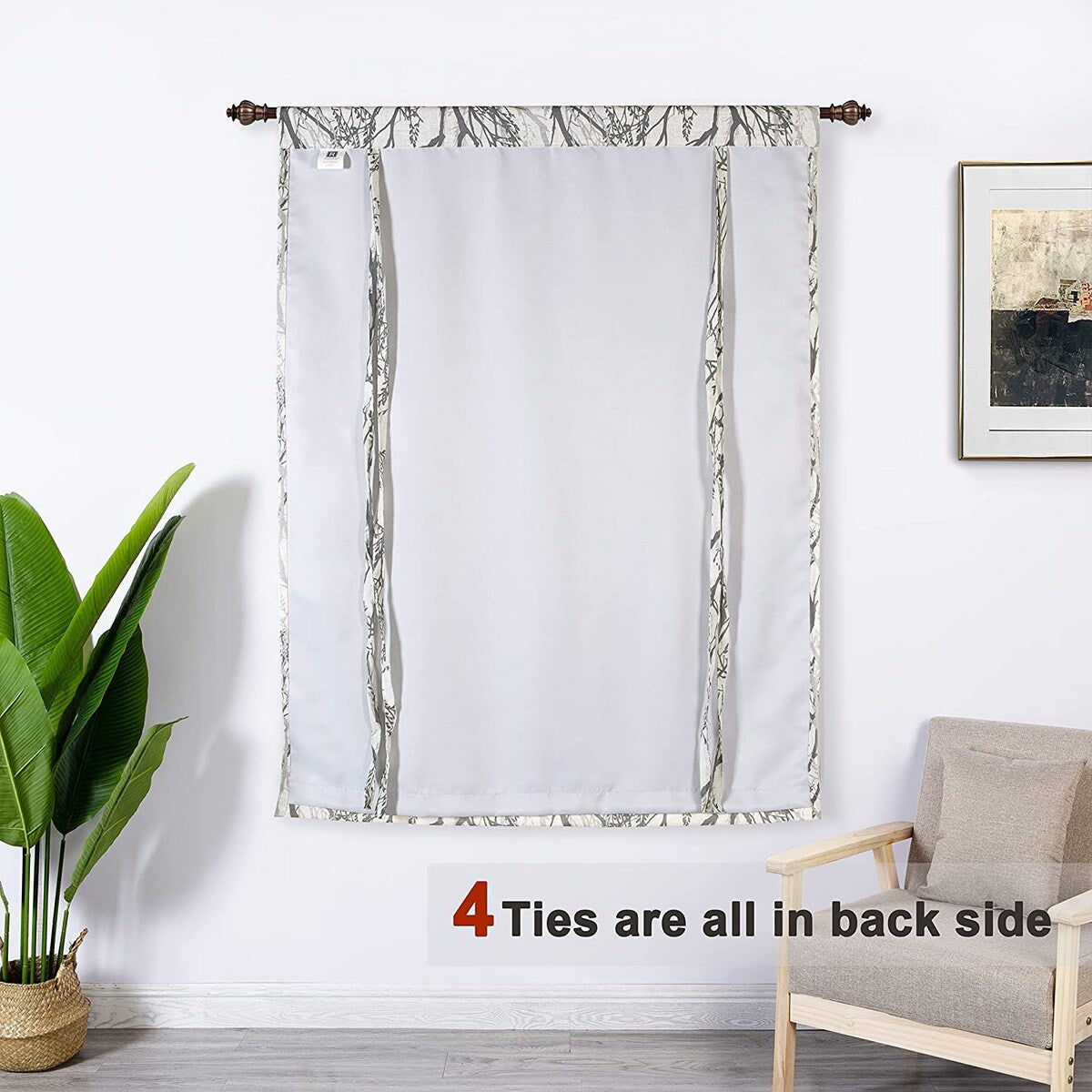 DriftAway Tree Branch Linen Blend Blackout Tie Up Curtain