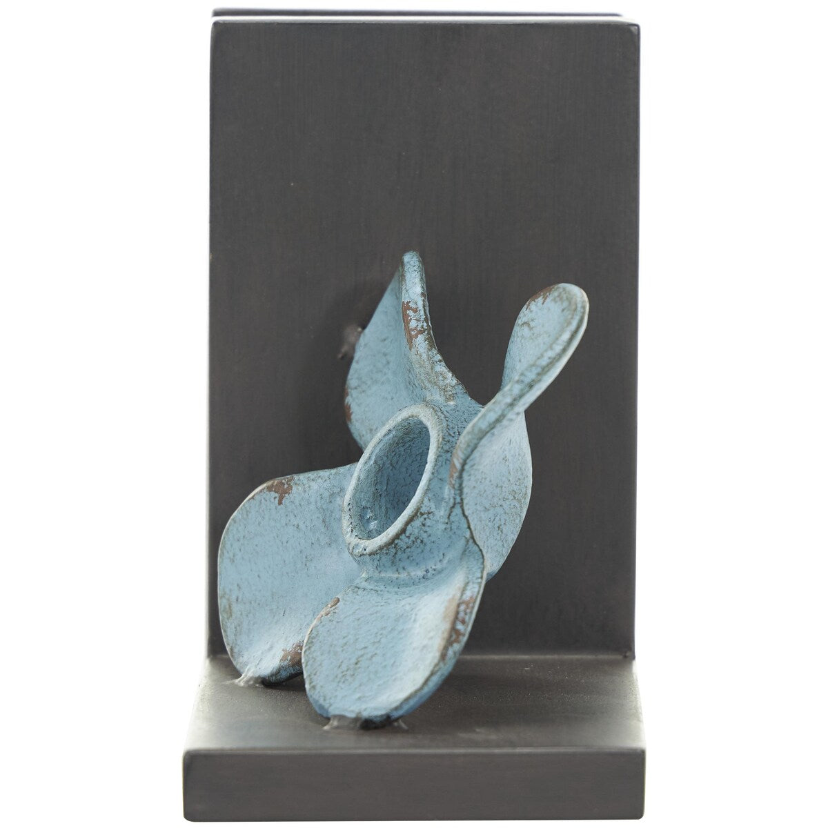 Metal Boat Distressed Propeller Decorative Bookends with Brown L-Shaped Stands - Set of 2 Teal - Roche River Decor