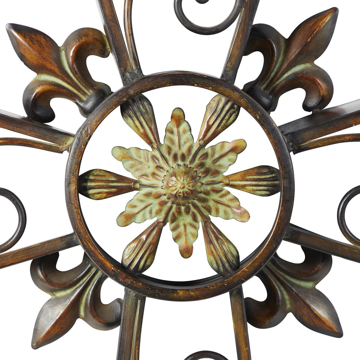 Metal Cross Scroll Home Wall Decor - Brown - Roche River Decor