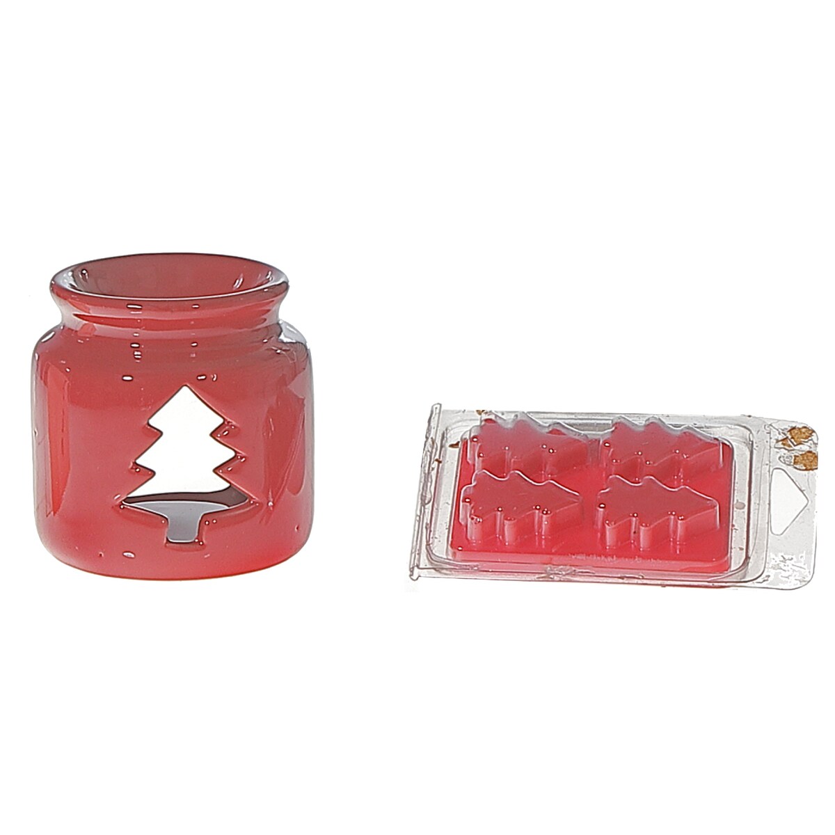 Ceramic Wax Melt Tree Burner Set Cinnamon Spice - Red