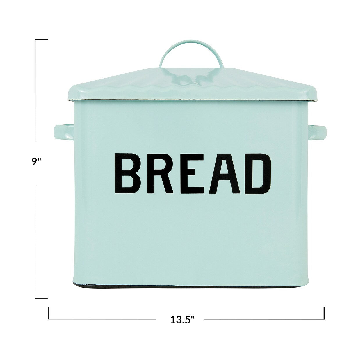 Enameled Metal Bread Box with Bread Message