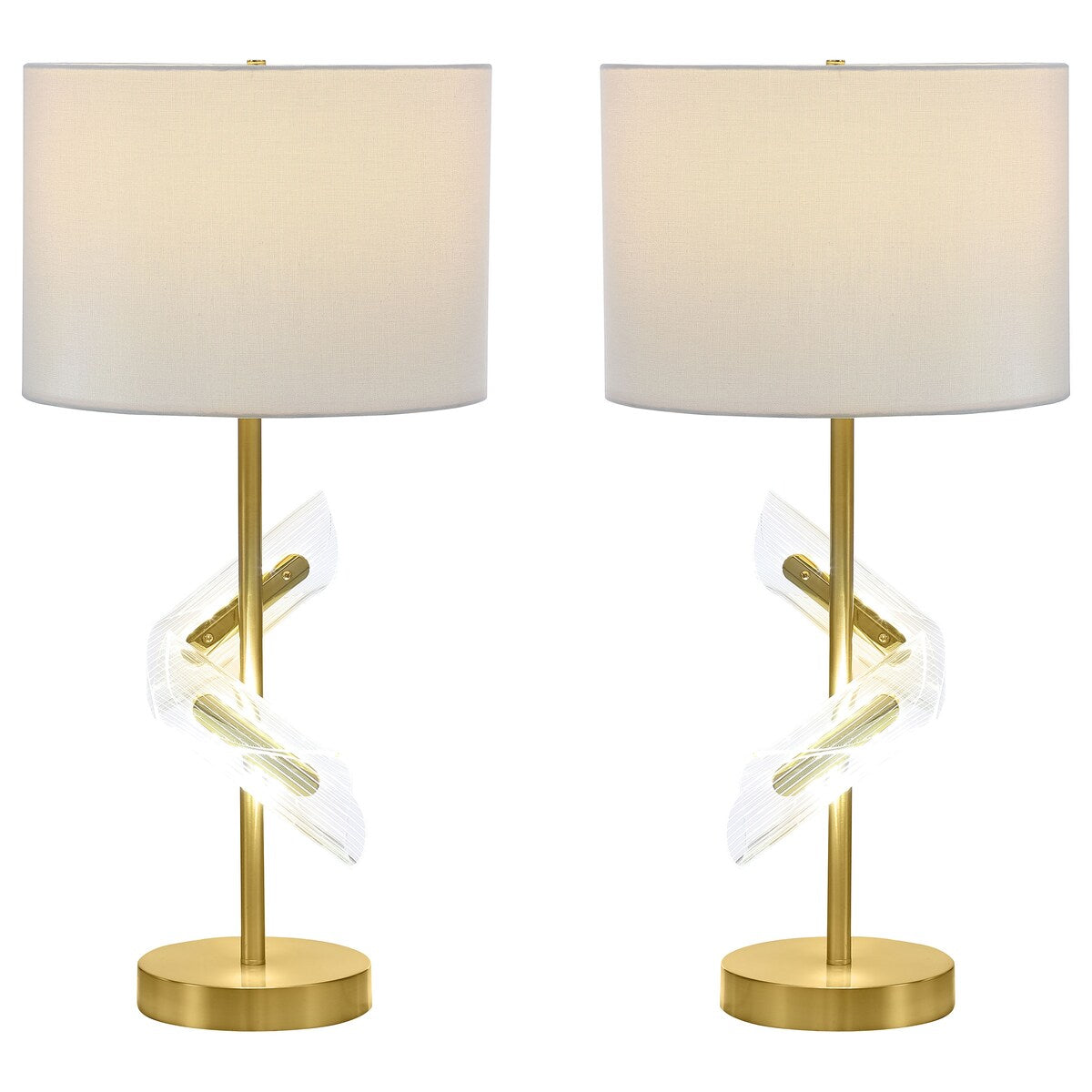 Kingsley 30-Inch Drum Shade Table Lamp Gold (Set Of 2)