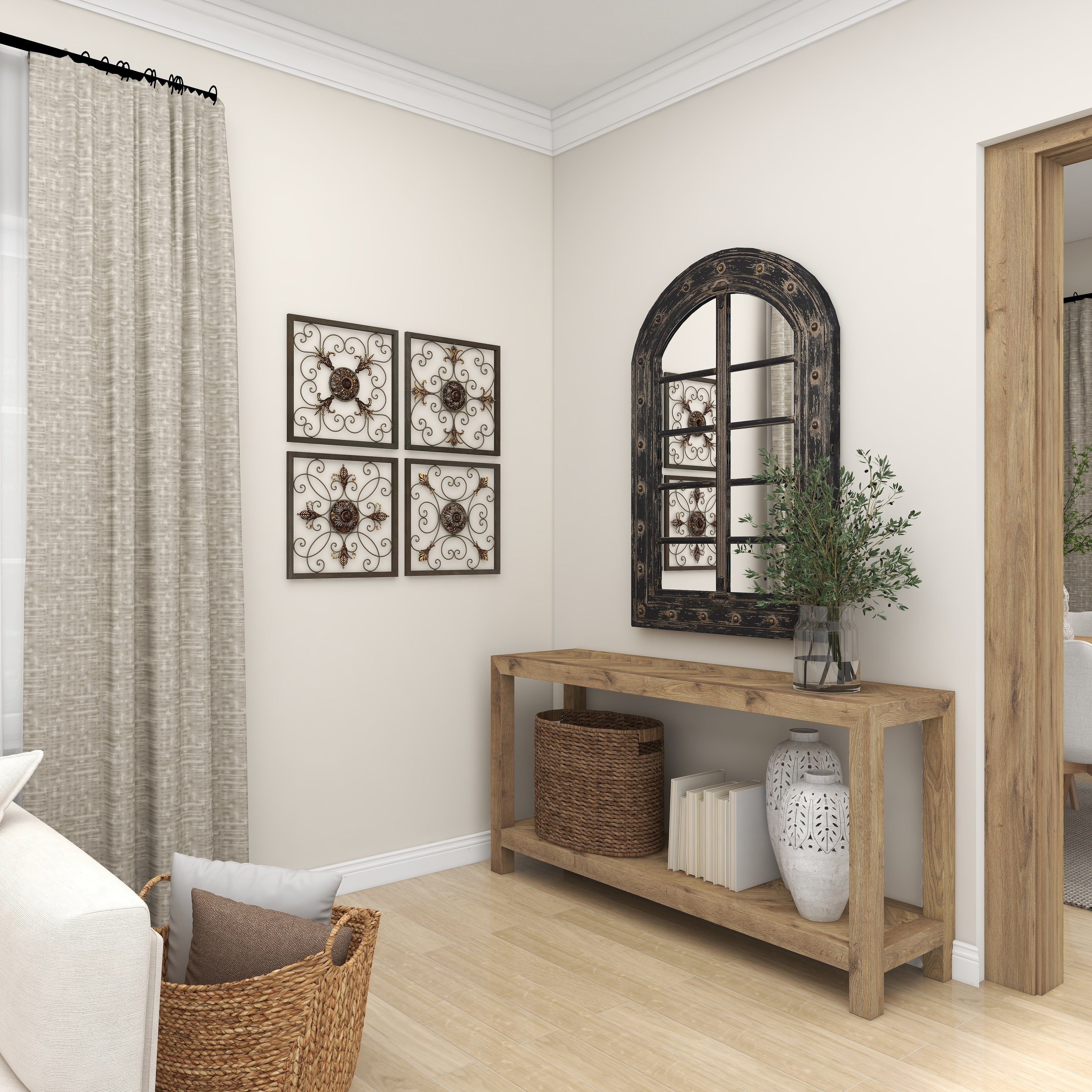 Brown MDF Rustic Wall Mirror 48 x 32 x 2 - 32 x 48