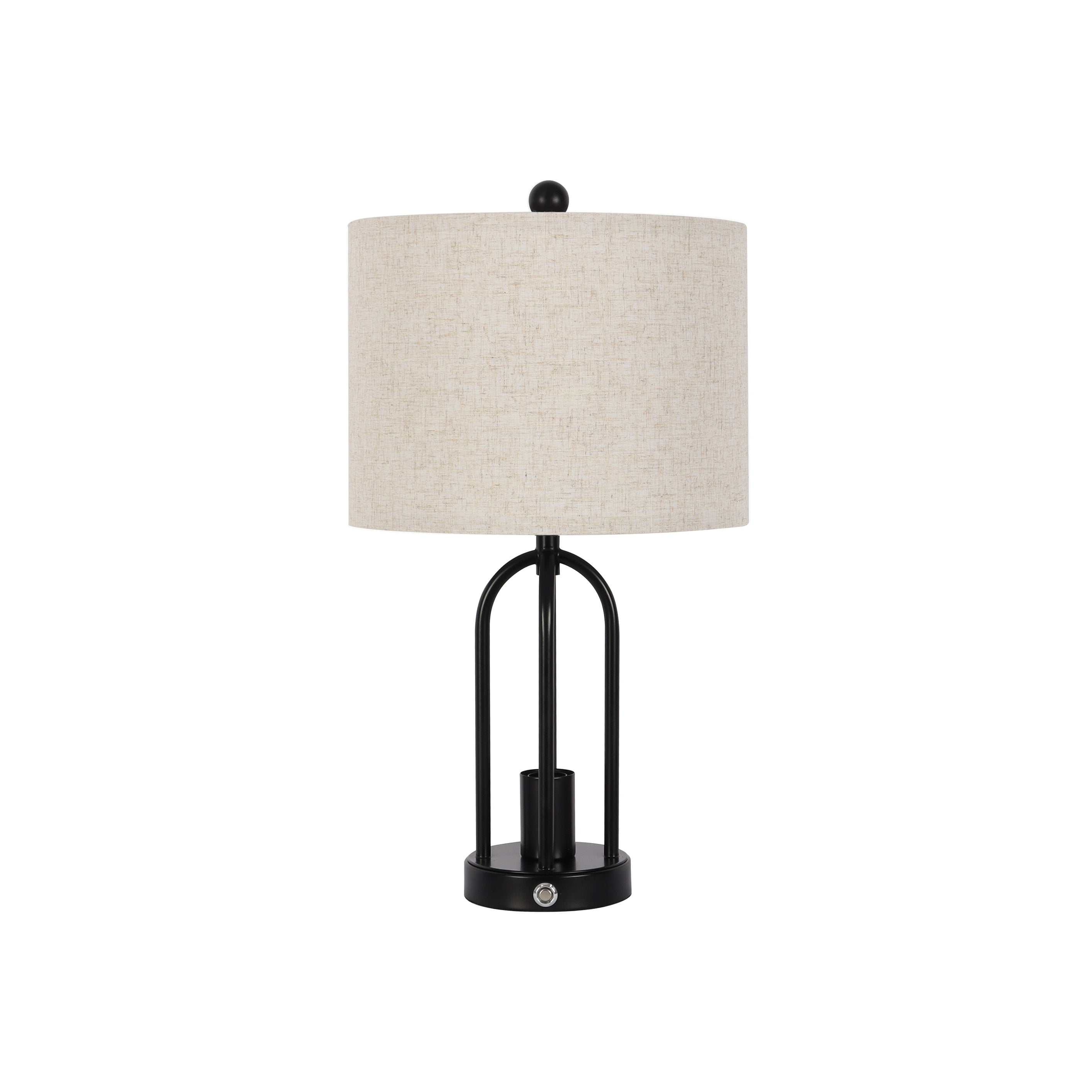 22 inch Black Table Lamp with Fabric Lampshade and Dimming Bulb (Set of 2）