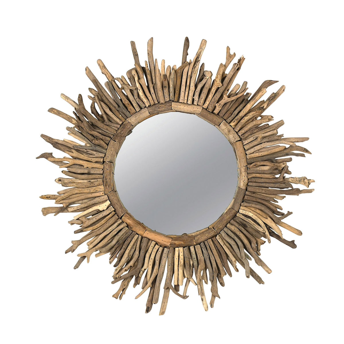 Driftwood Framed Sunburst Wall Mirror