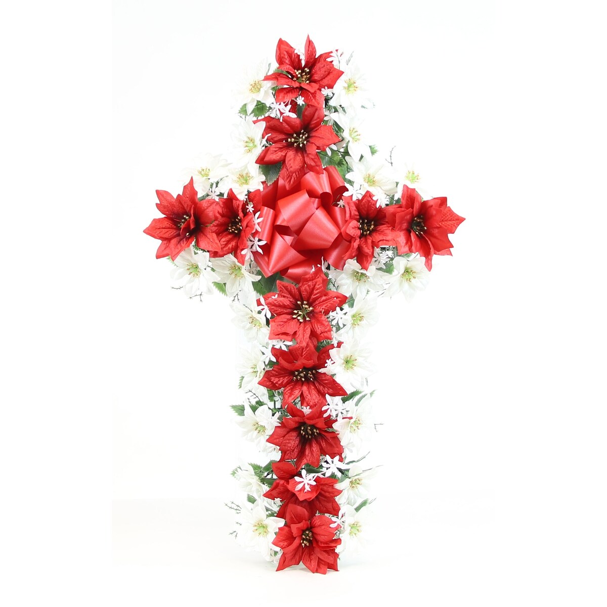 Memorial Christmas Poinsettia Memorial Cross - N/A