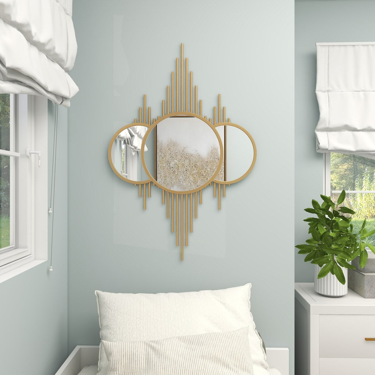 Metal Room Wall Mirror - Gold - CosmoLiving by Cosmopolitan