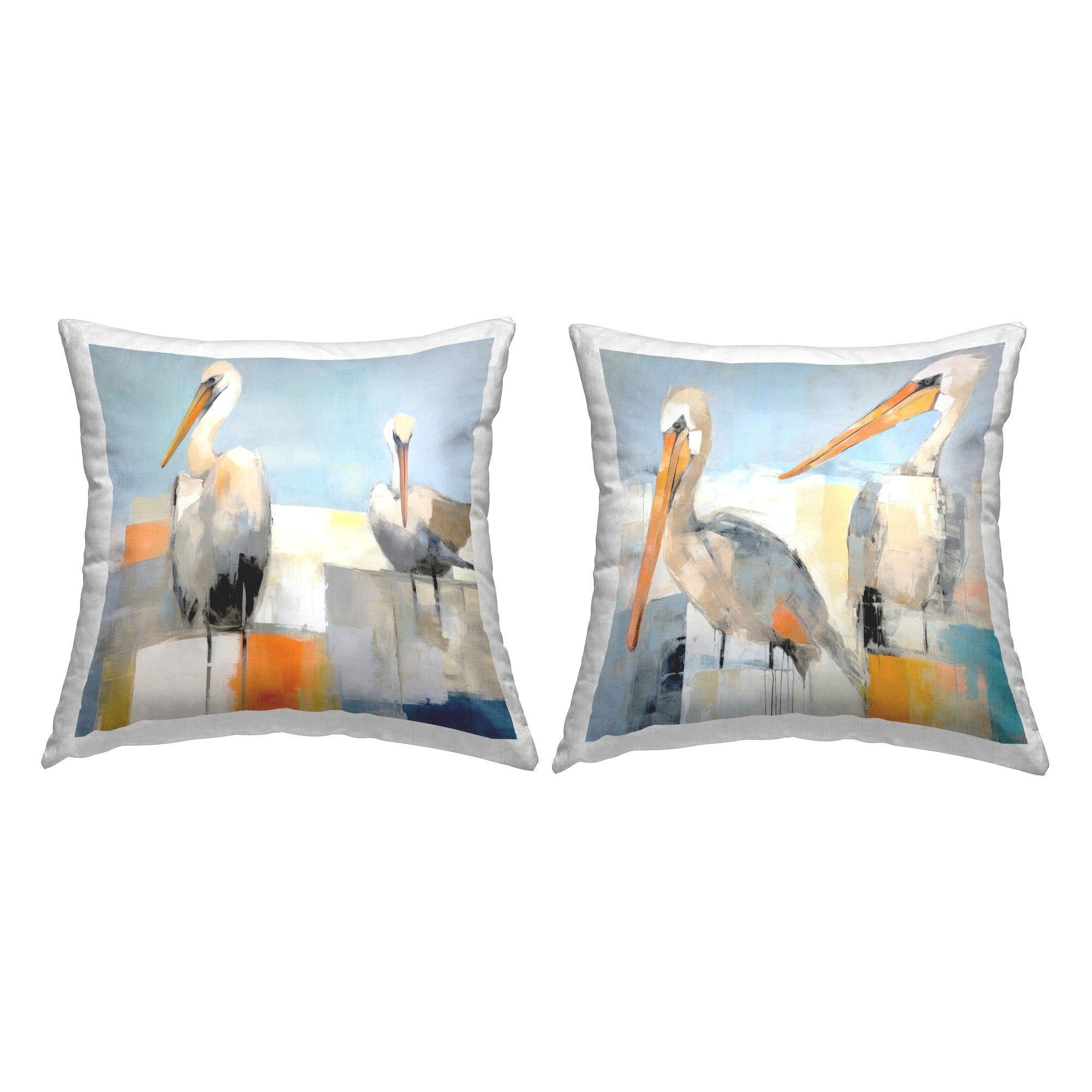 Stupell Abstract Color Block Pelican Pair Decorative Printed Throw Pillow Design by Irena Orlov (Set of 2)