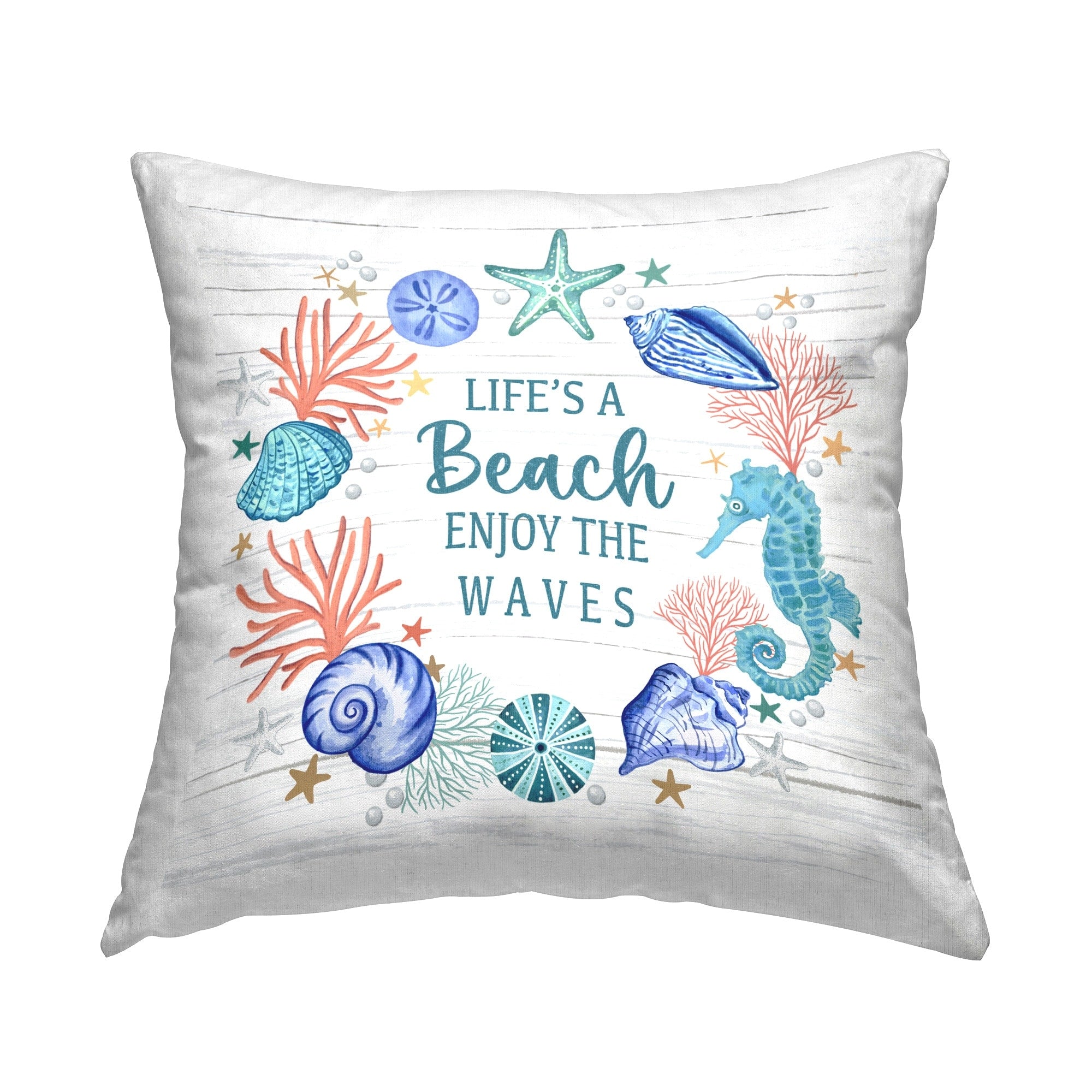 Stupell Enjoy The Waves Wreath Decorative Printed Throw Pillow Design by Sharon Lee