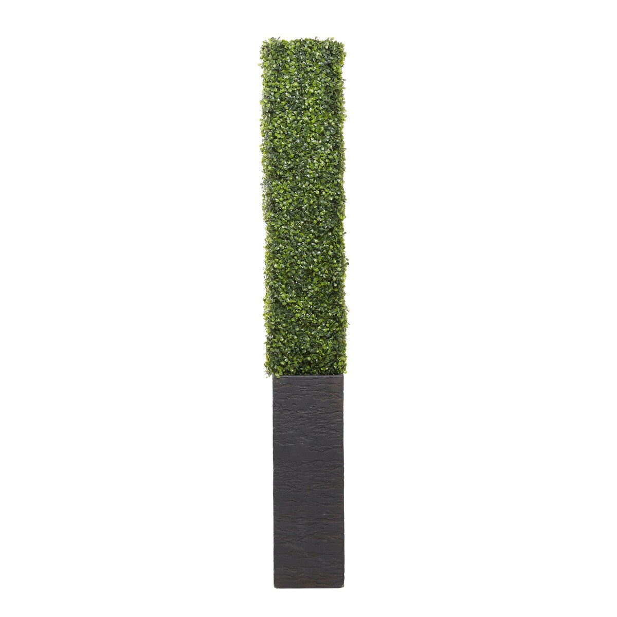 Faux Foliage Boxwood Hedge Tall Topiary with Realistic Leaves and Black or White Planter Box - Green - Roche River Decor