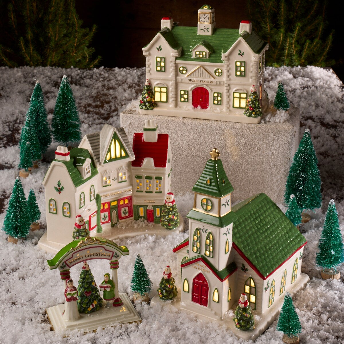 Spode Christmas Tree Village Train Station Miniature