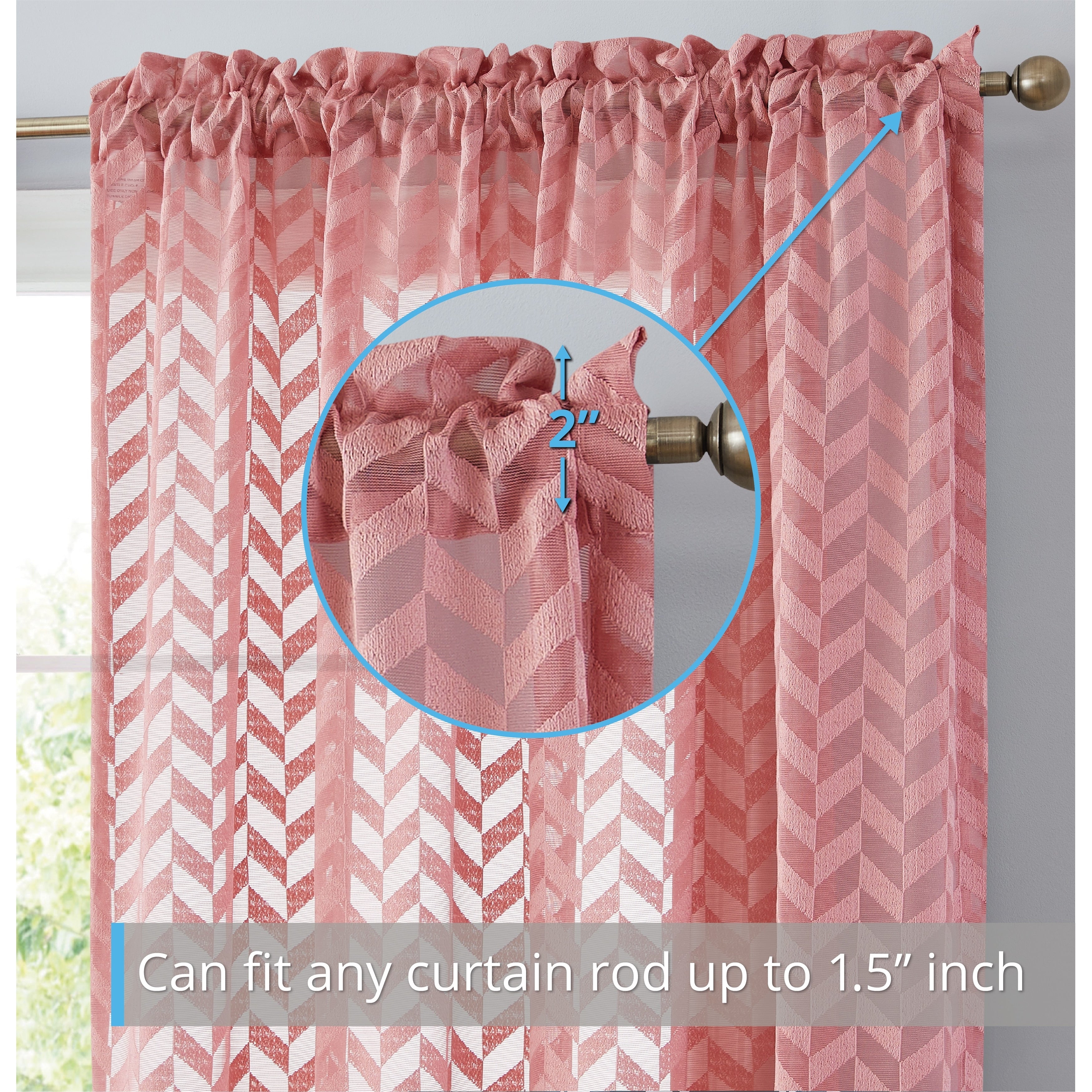 HLC.me Herringbone Lace Thick Semi Sheer Premium Grommet Top Window Curtain Panels Kids Room & Bedroom - Set of 2 Panels