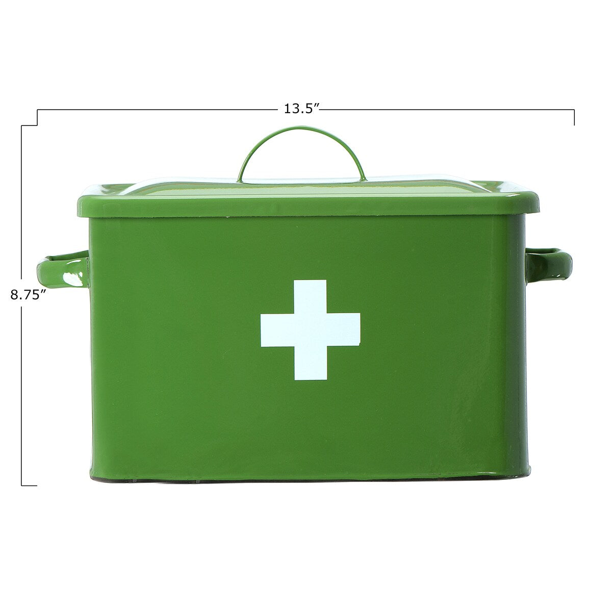 Enameled Metal First Aid Box with Lid and Swiss Cross