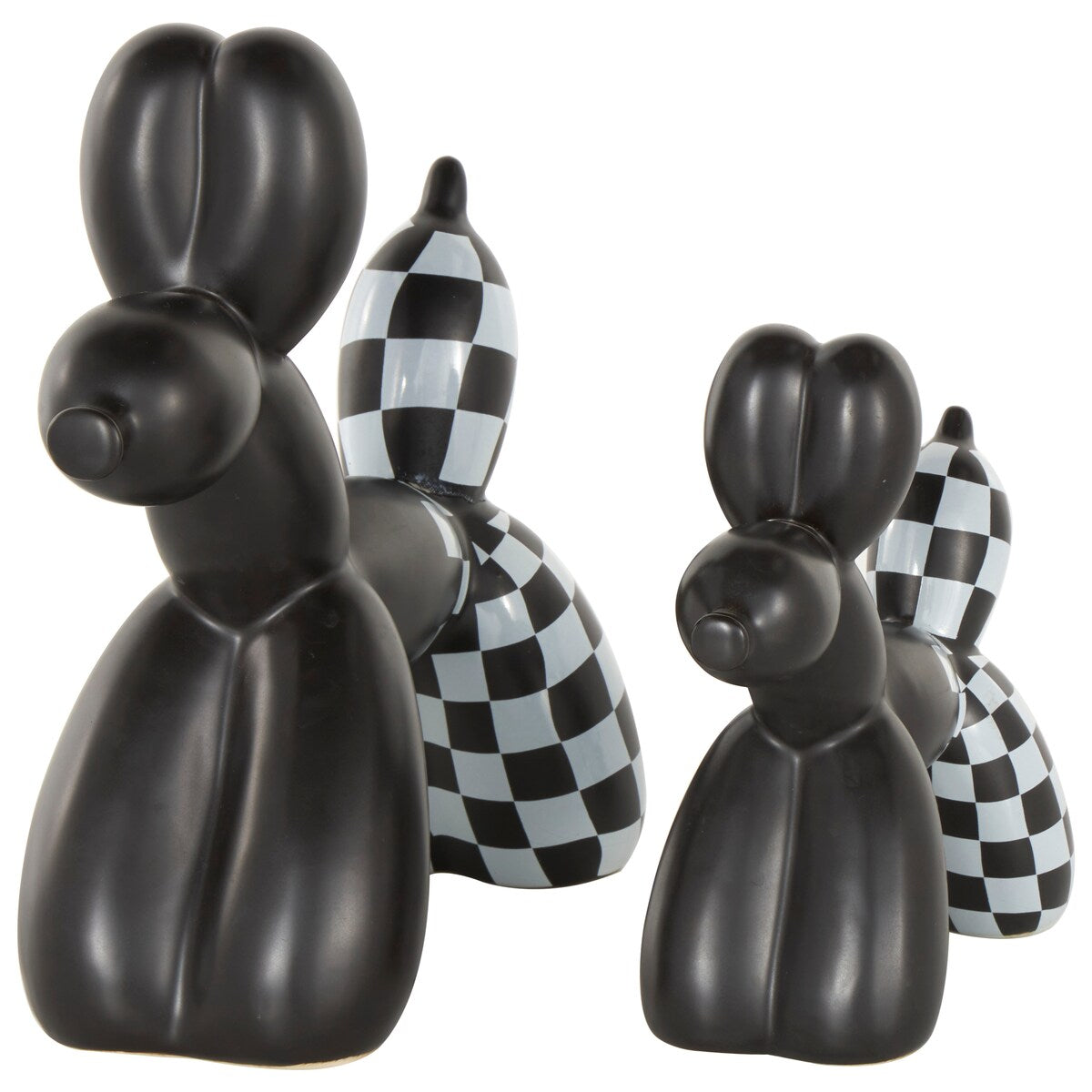 Porcelain Ceramic Dog Balloon Sculpture - Set of 2 Gold, White, black, Silver or Multi Colored - Roche River Decor