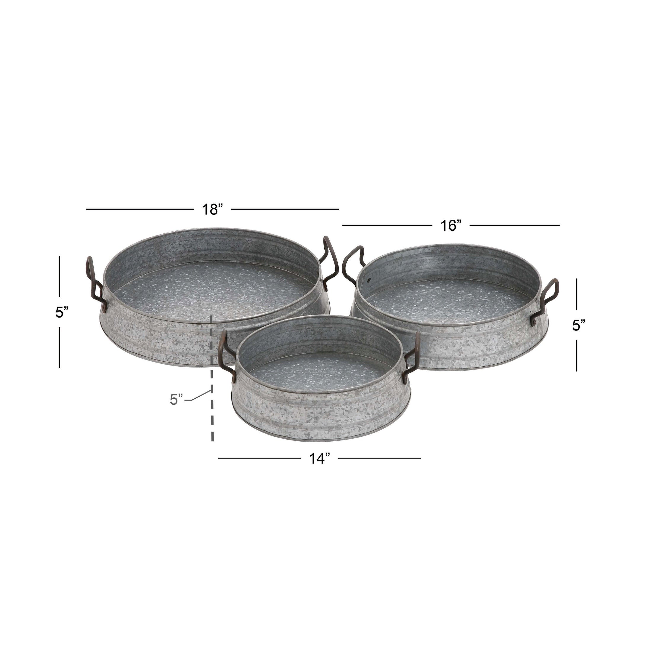 Grey Iron Farmhouse Tray (Set of 3) - 16 x 18 x 5