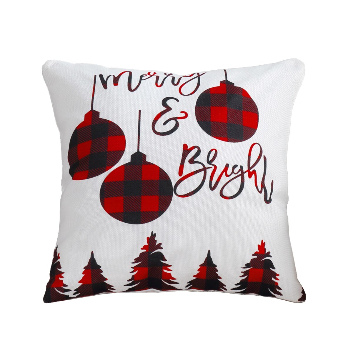 Marina Decoration Printed Christmas Cushion Cover Set Modern Decorative Throw Xmas Pack of 4 18x18 Inch, Rustic Red Black Plaid