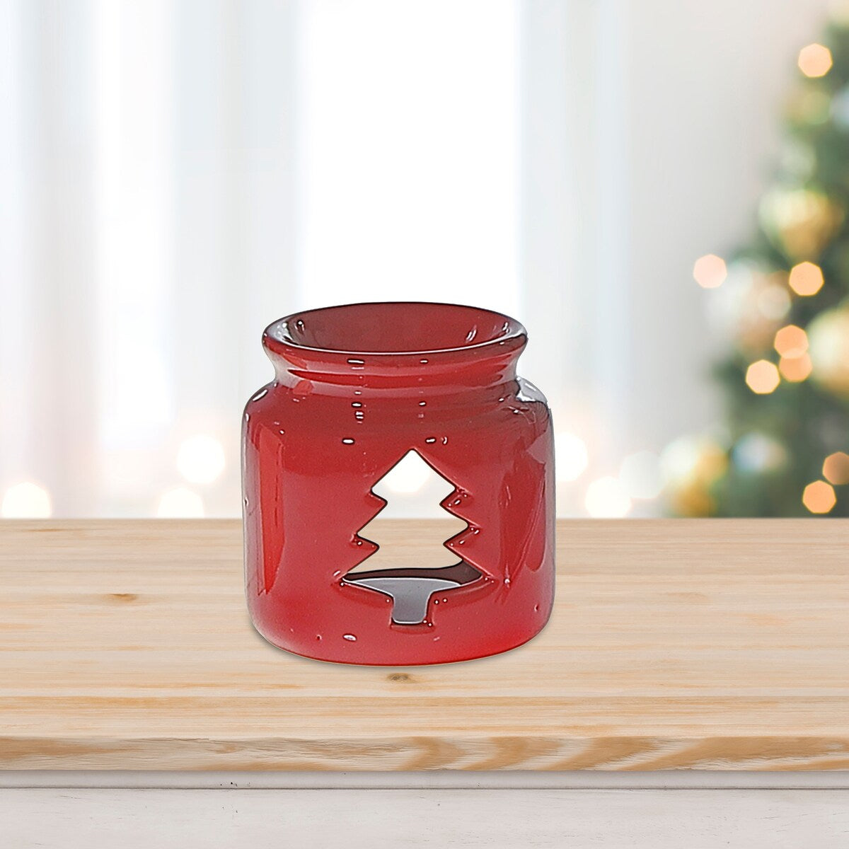 Ceramic Wax Melt Tree Burner Set Cinnamon Spice - Red