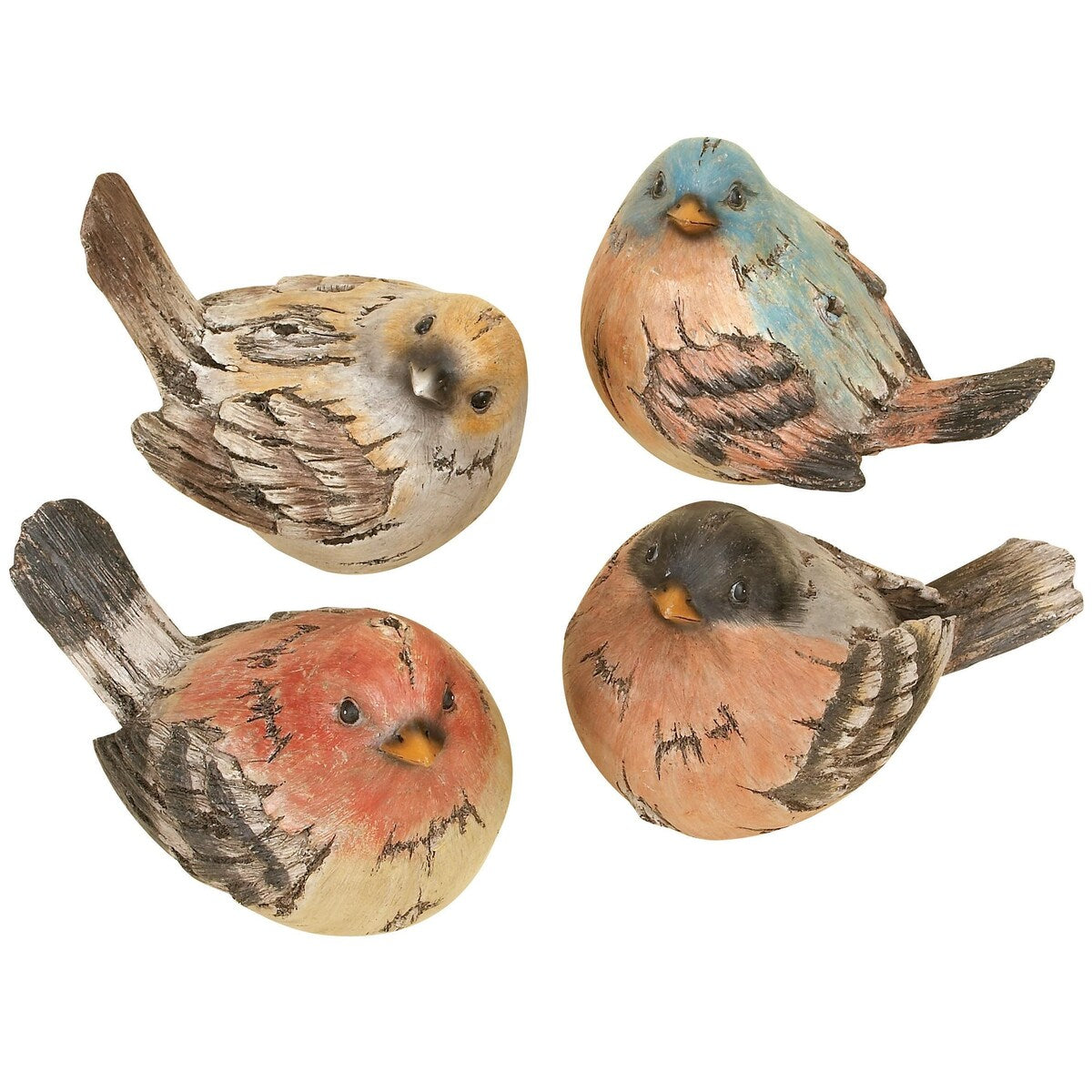 Polystone Bird Decorative Sculpture - Set of 4 Multi Colored - Roche River Decor