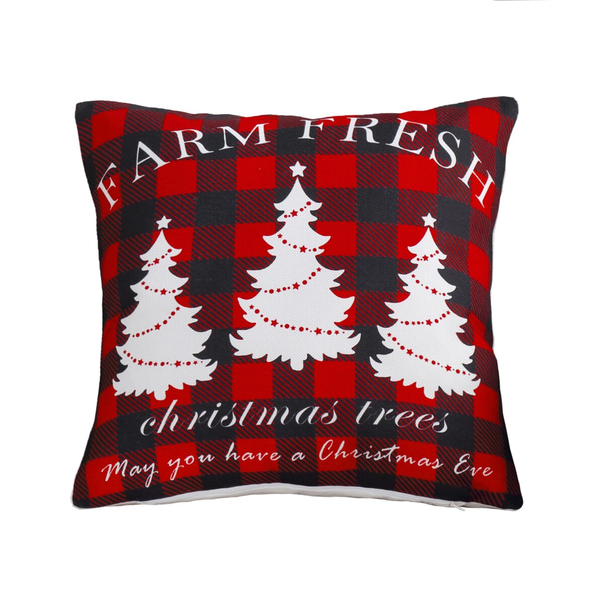 Marina Decoration Printed Christmas Cushion Cover Set Modern Decorative Throw Xmas Pack of 4 18x18 Inch, Rustic Red Black Plaid