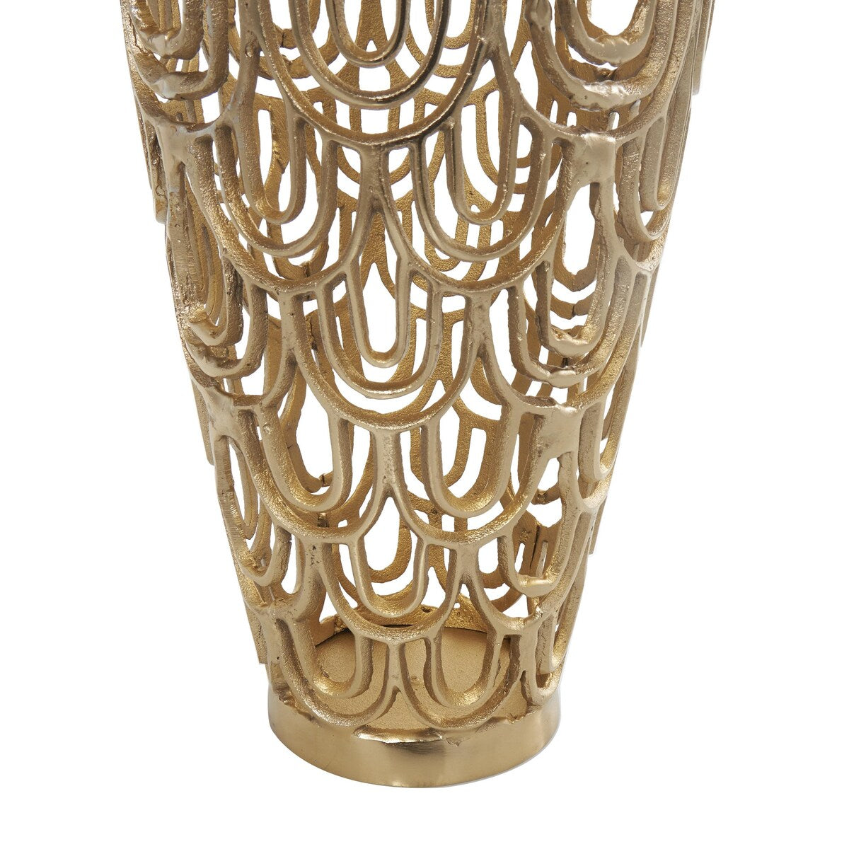 Aluminum Metal Geometric Tall Art Deco Inspired Arched Decorative Vase - Gold or Silver - Roche River Decor