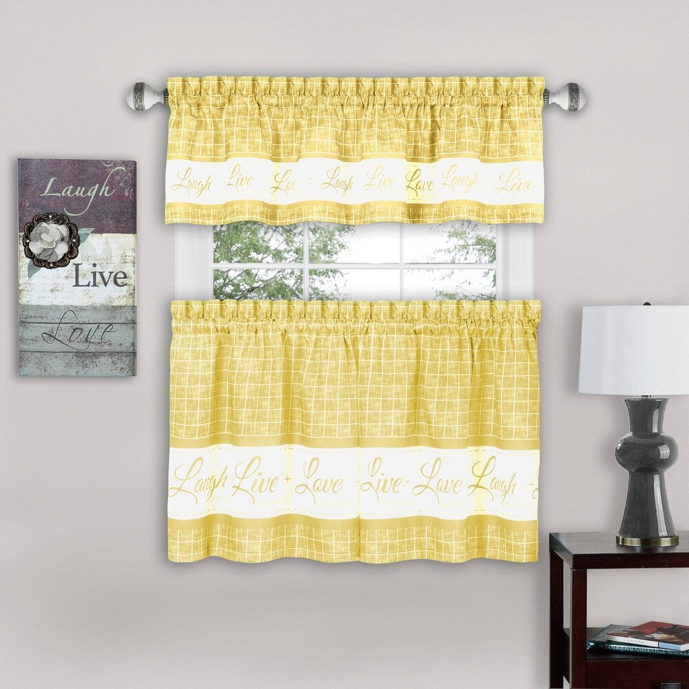 Live, Love, Laugh Window Curtain Tier Pair and Valance Set