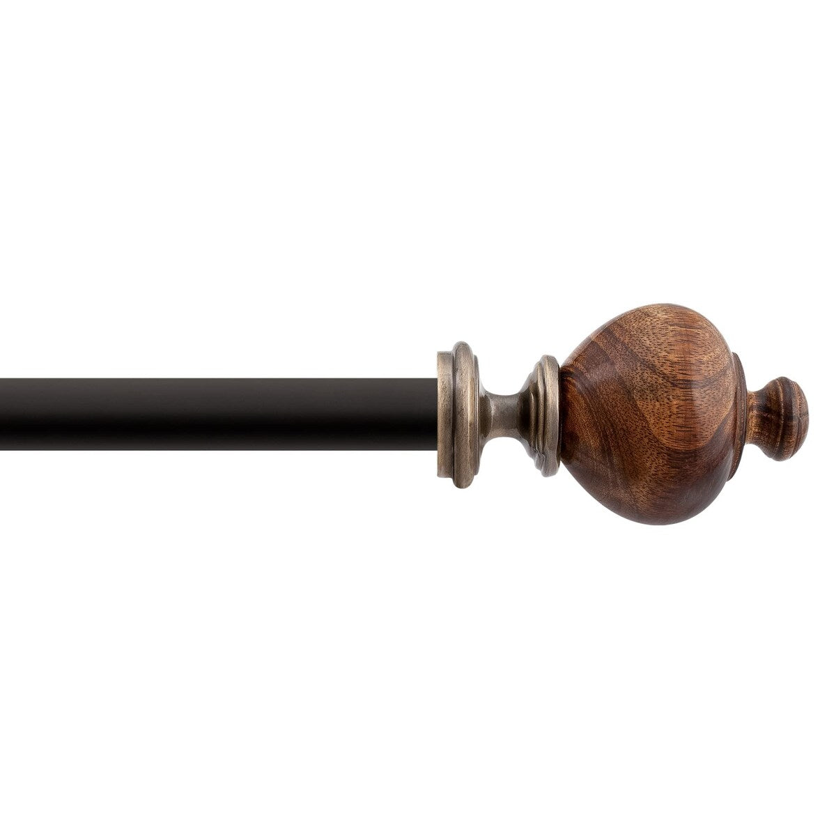 Deco Window Brown adjustable Curtain Rod with Wooden Finials & Bracket