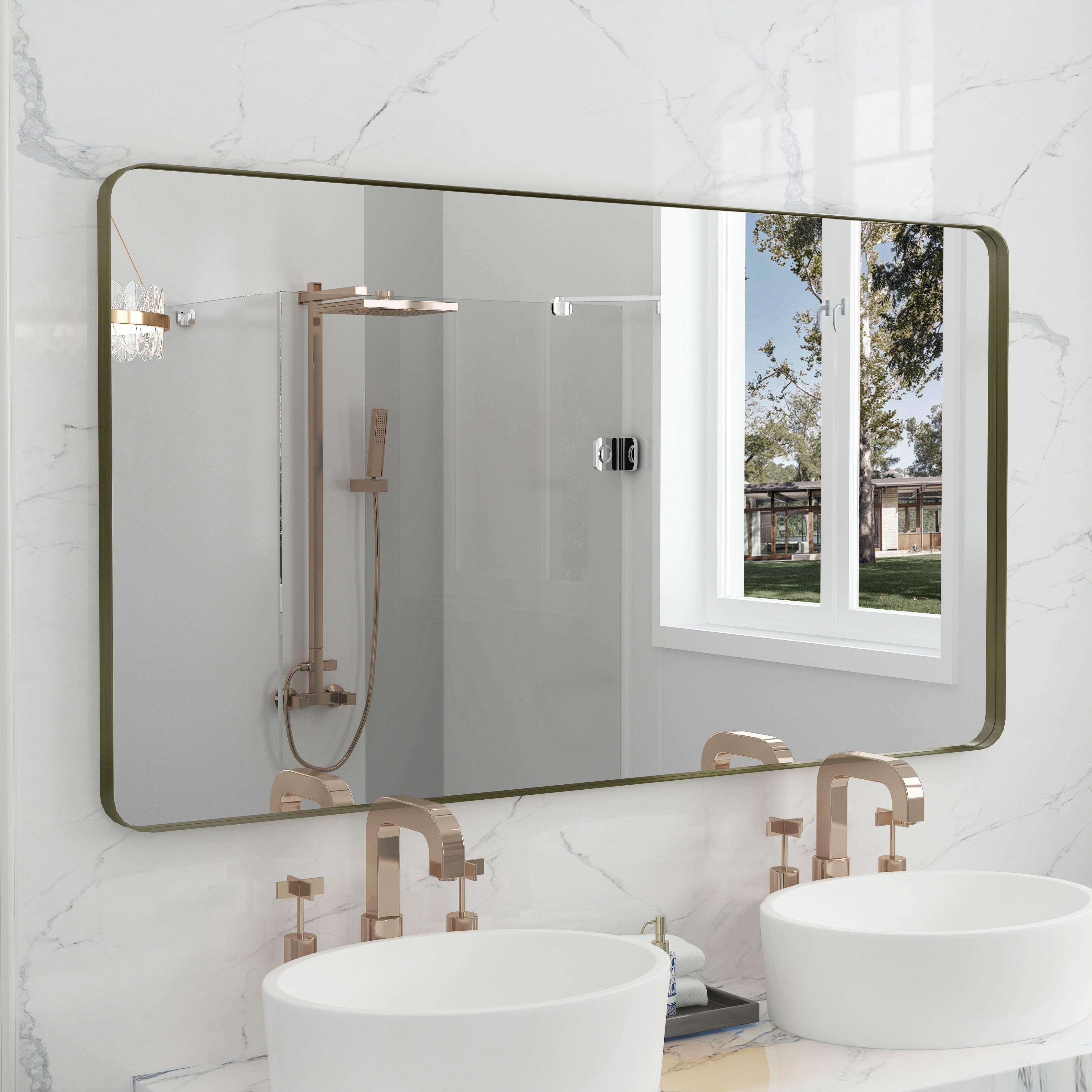 QuivaraView Rectangular Aluminum Framed Bathroom Vanity Mirror