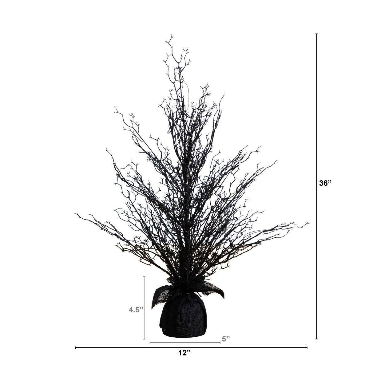 3' Pre-Lit Halloween Black Twig Tree with 52 Warm White LED Lights