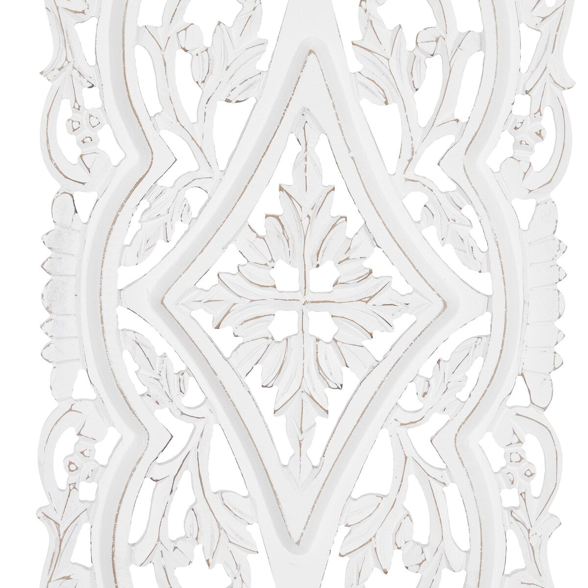 Wood Floral Handmade Intricately Carved Arabesque Home Wall Decor - Set of 2 White - Roche River Decor