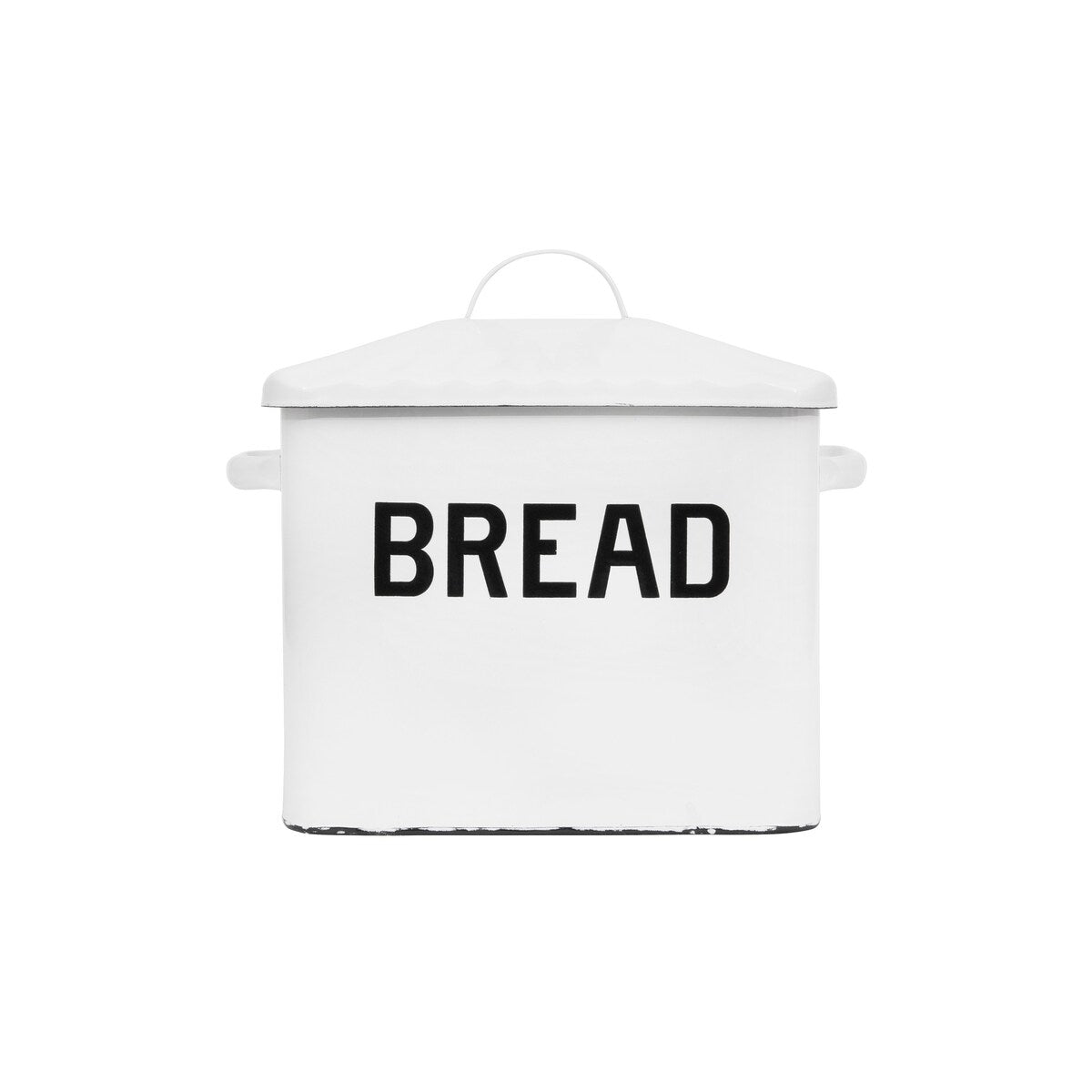 Enameled Metal Bread Box with Bread Message