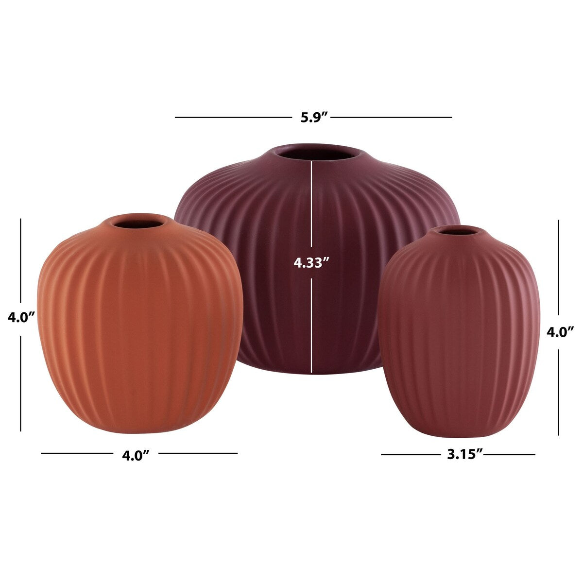 SAFAVIEH Home Jacie Ceramic Vase [SET of 3] - 6Wx6Dx4H