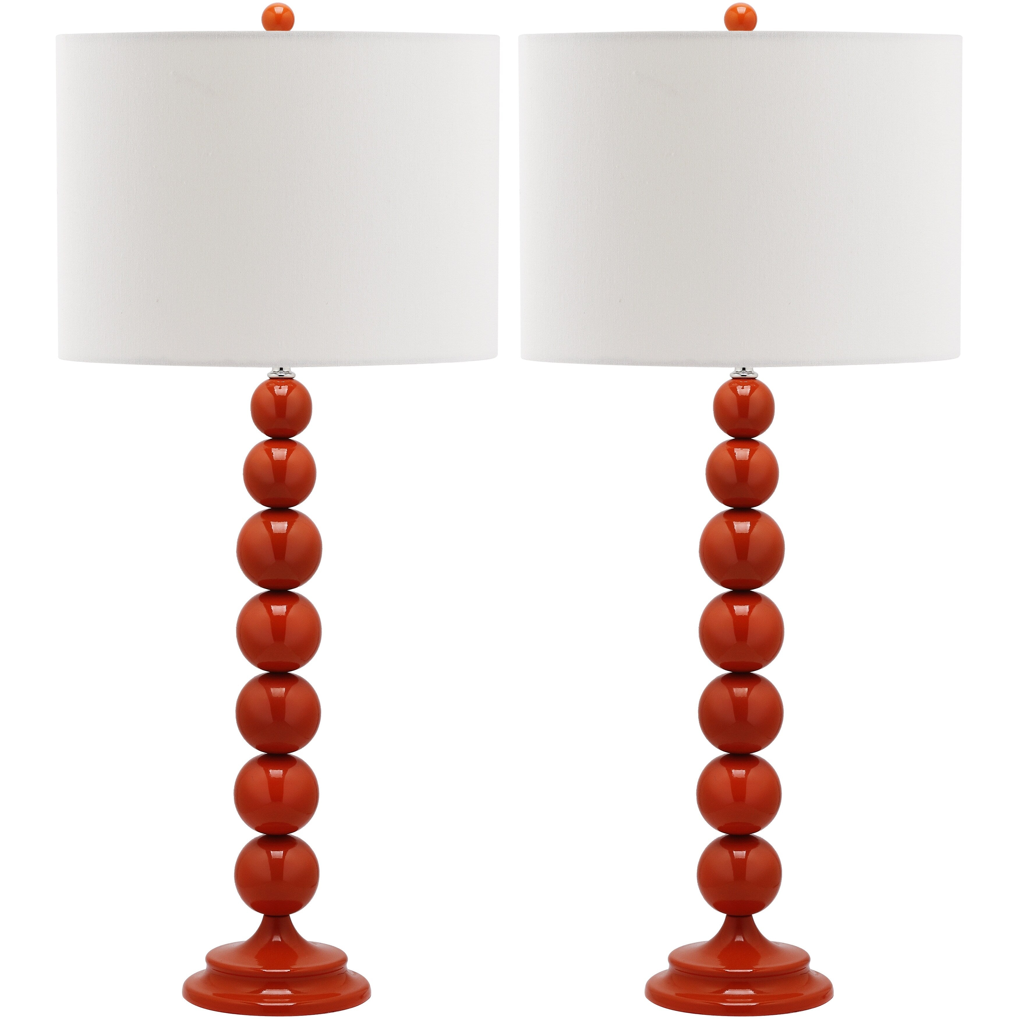 SAFAVIEH Lighting Mechelle 31-inch Stacked Ball White Table Lamp (Set of 2) - 14x14x31.5 - 14Wx14Dx32H