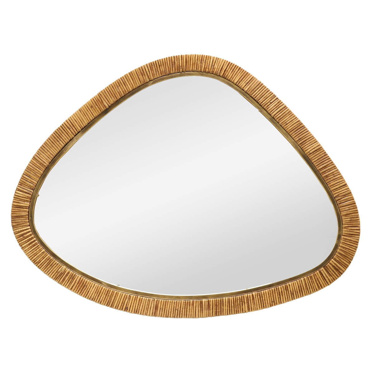 30x38 Modern Rattan Irregular Mirror with Inner Metal Liner Frame