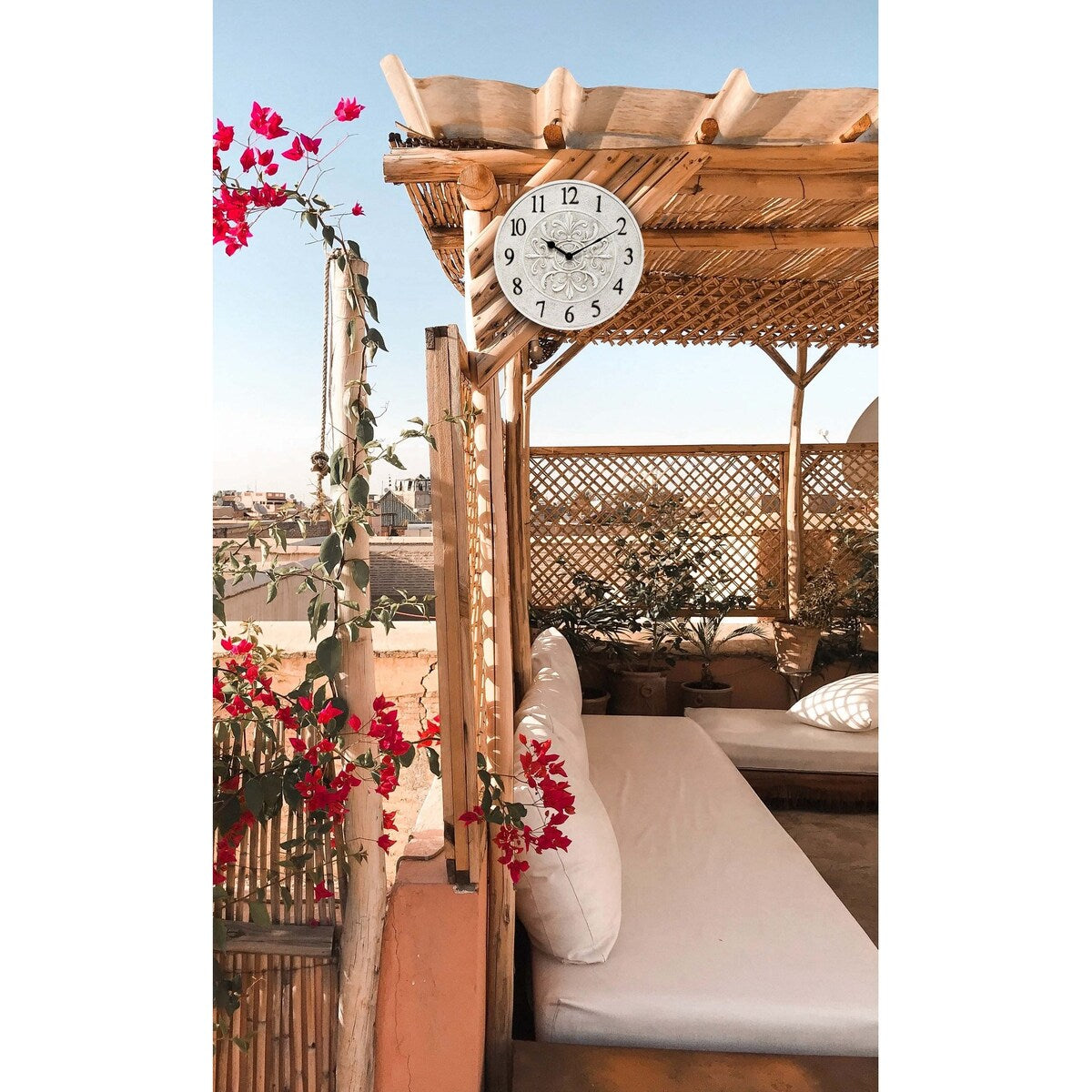 Blanc Fleur Wall Clock - 15 x 1.38 x 15 - 15 x 1.38 x 15